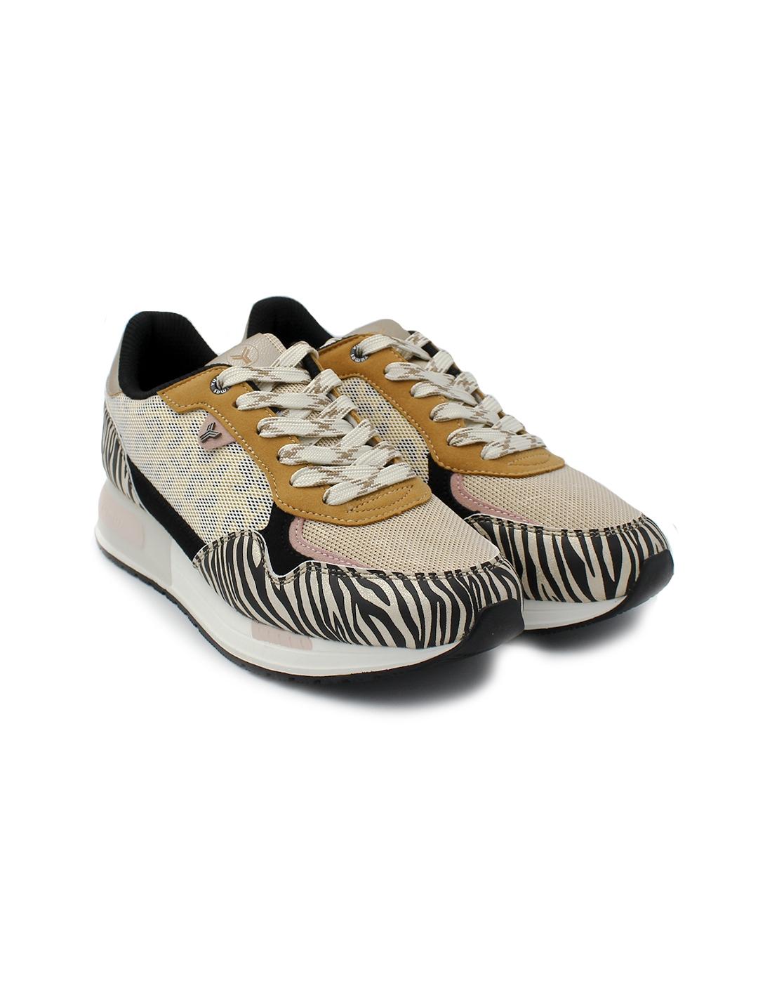 Deportiva Bonnie Yumas 53323 Animal print/Beige Mujer