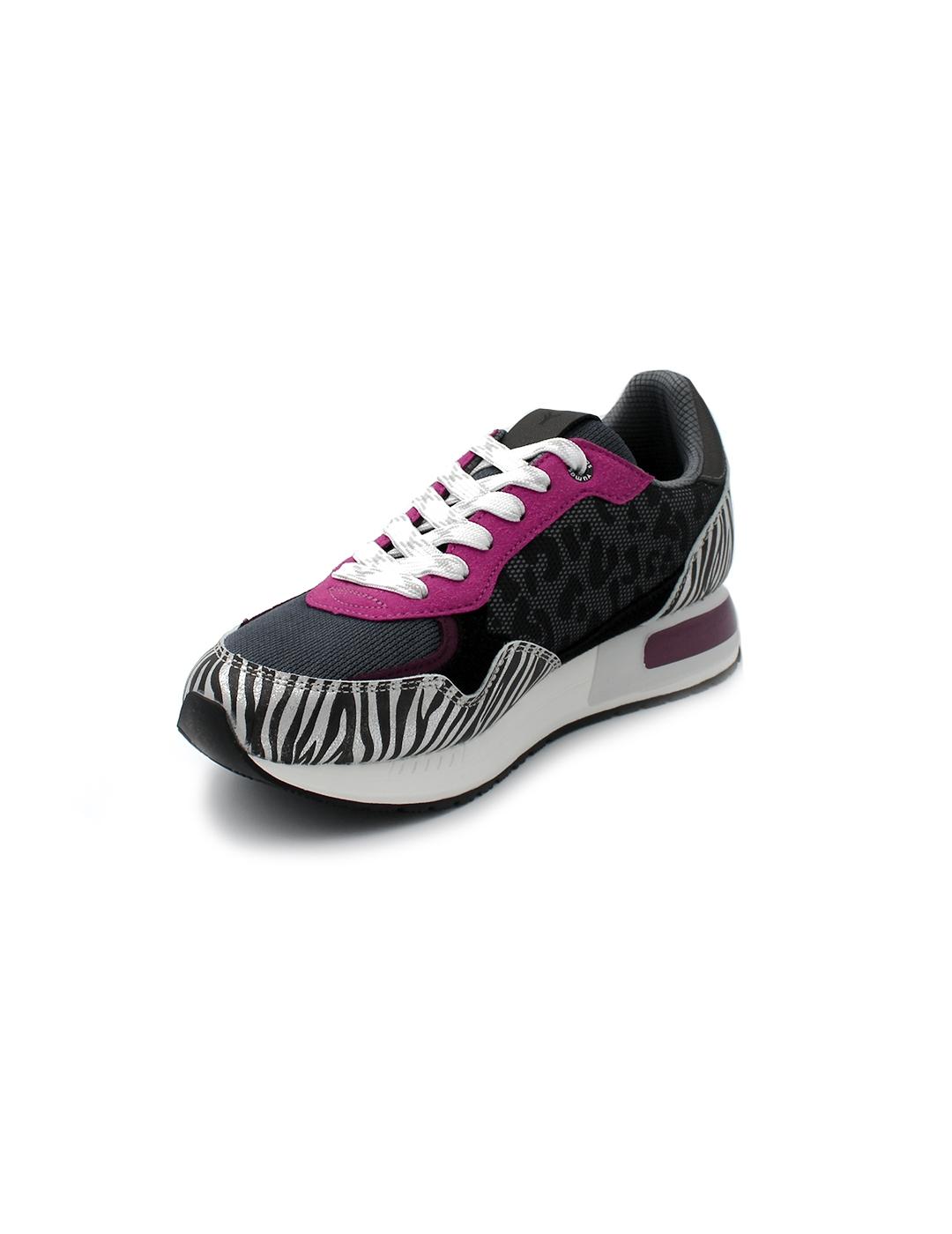 Deportiva Bonnie Yumas 53321 Animal print/Negro/Fucsia Mujer