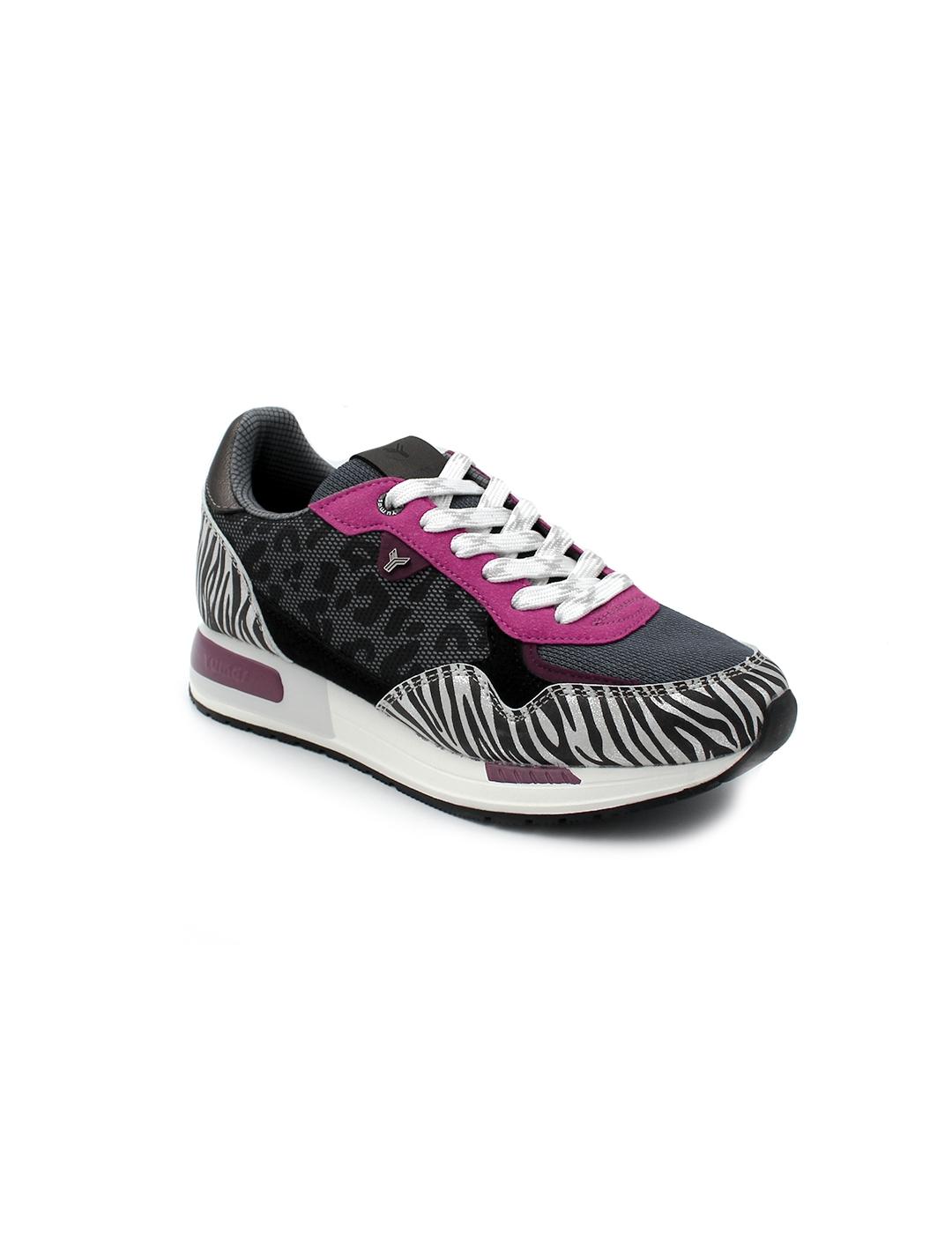 Deportiva Bonnie Yumas 53321 Animal print/Negro/Fucsia Mujer