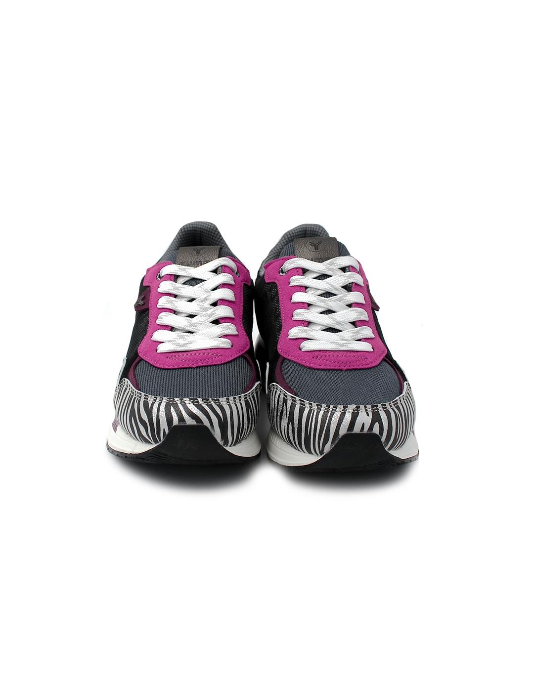 Deportiva Bonnie Yumas 53321 Animal print/Negro/Fucsia Mujer