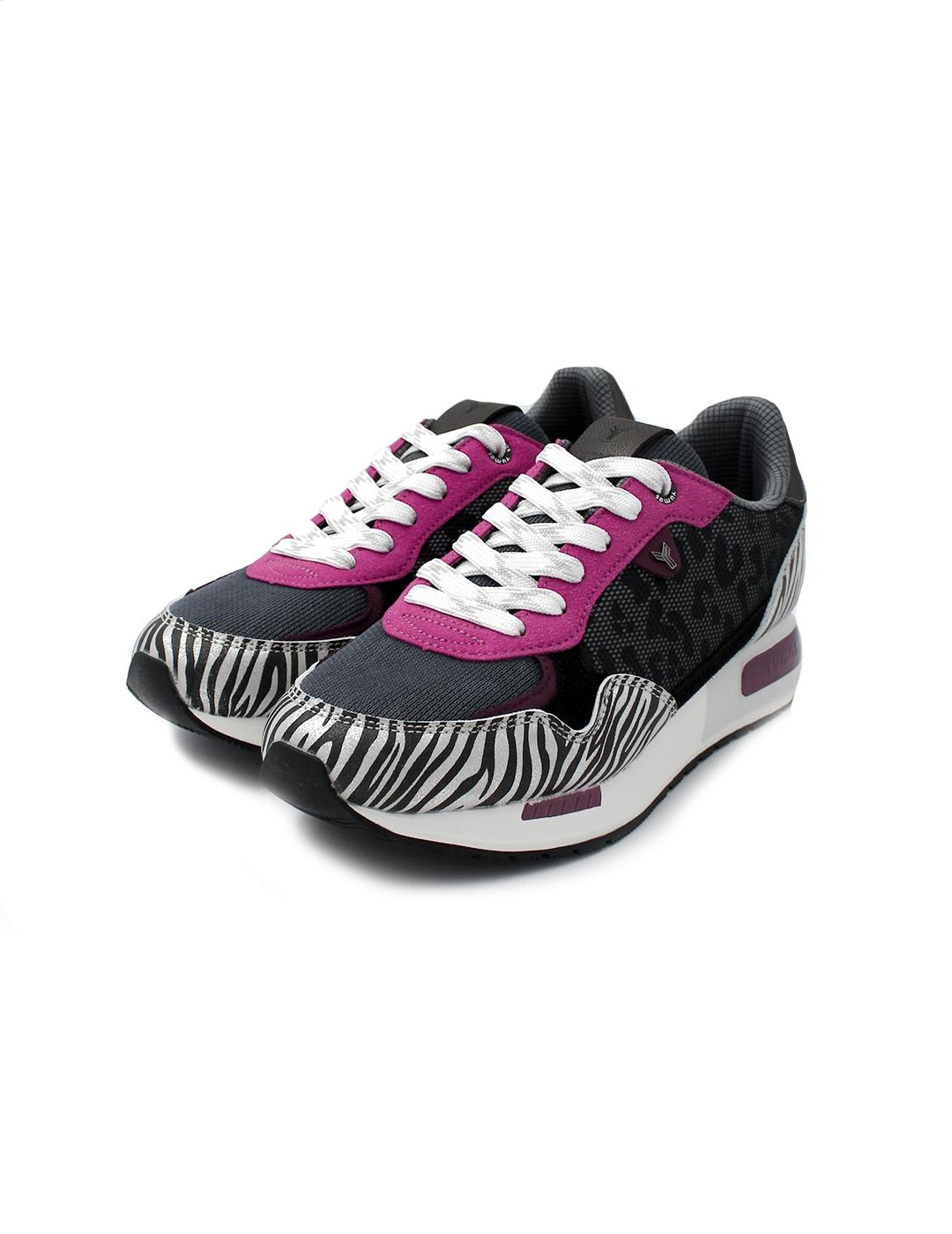 Deportiva Bonnie Yumas 53321 Animal print/Negro/Fucsia Mujer