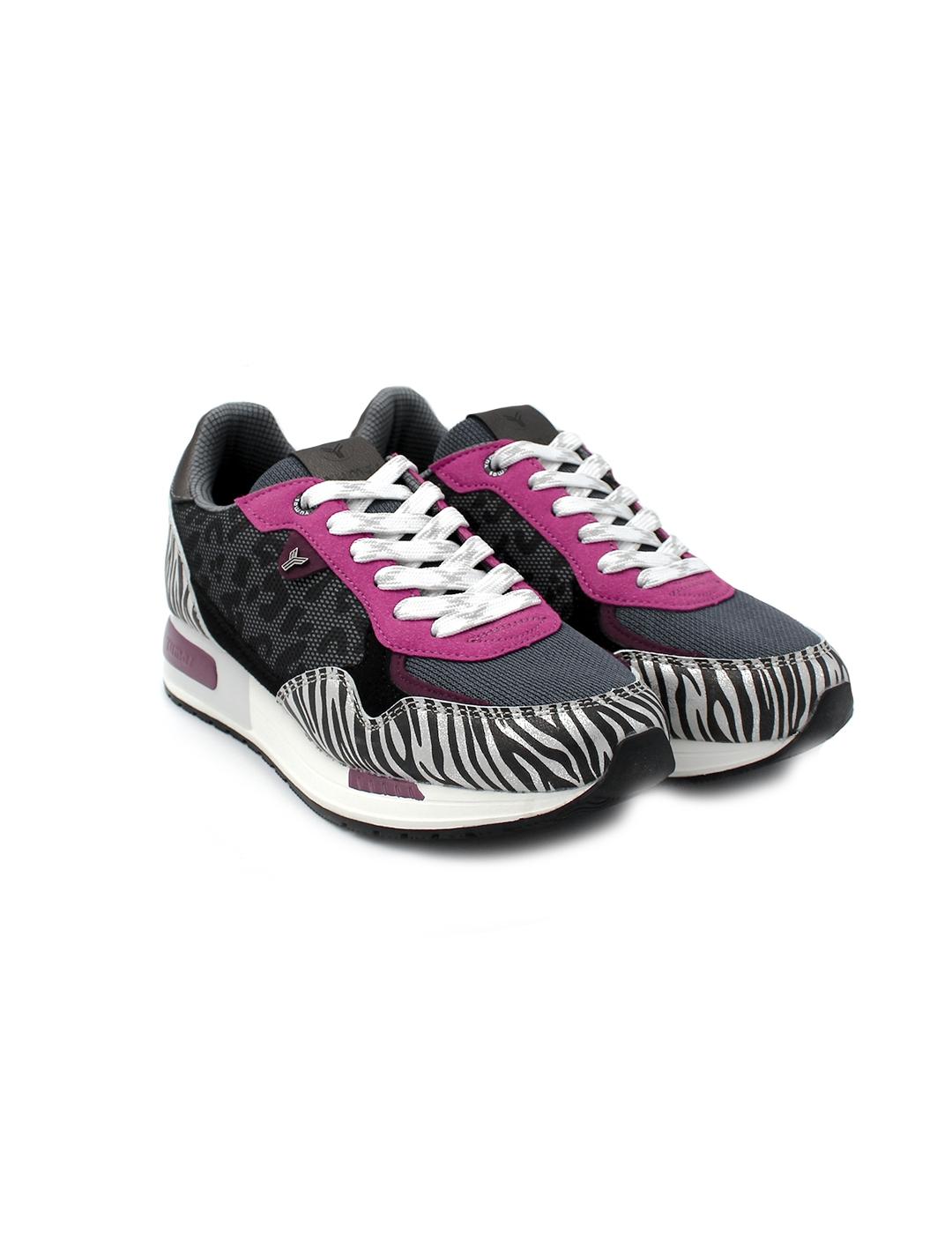 Deportiva Bonnie Yumas 53321 Animal print/Negro/Fucsia Mujer