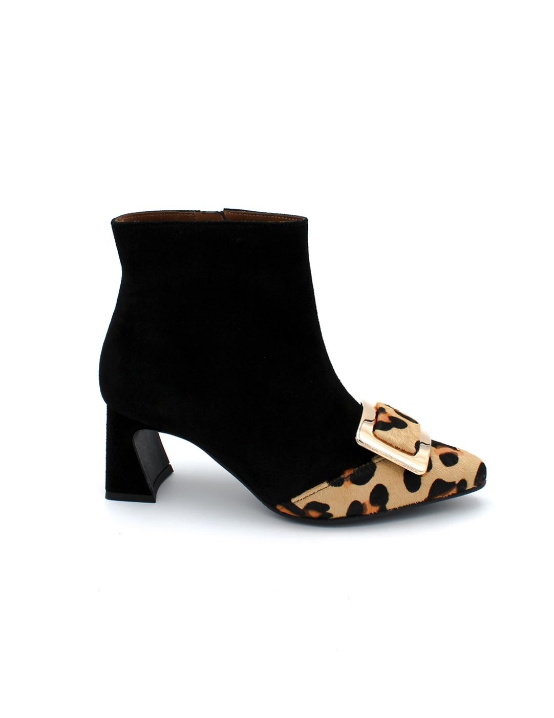 Botín Hebilla Daniela Shoes 24593 Negro/Leopardo Mujer