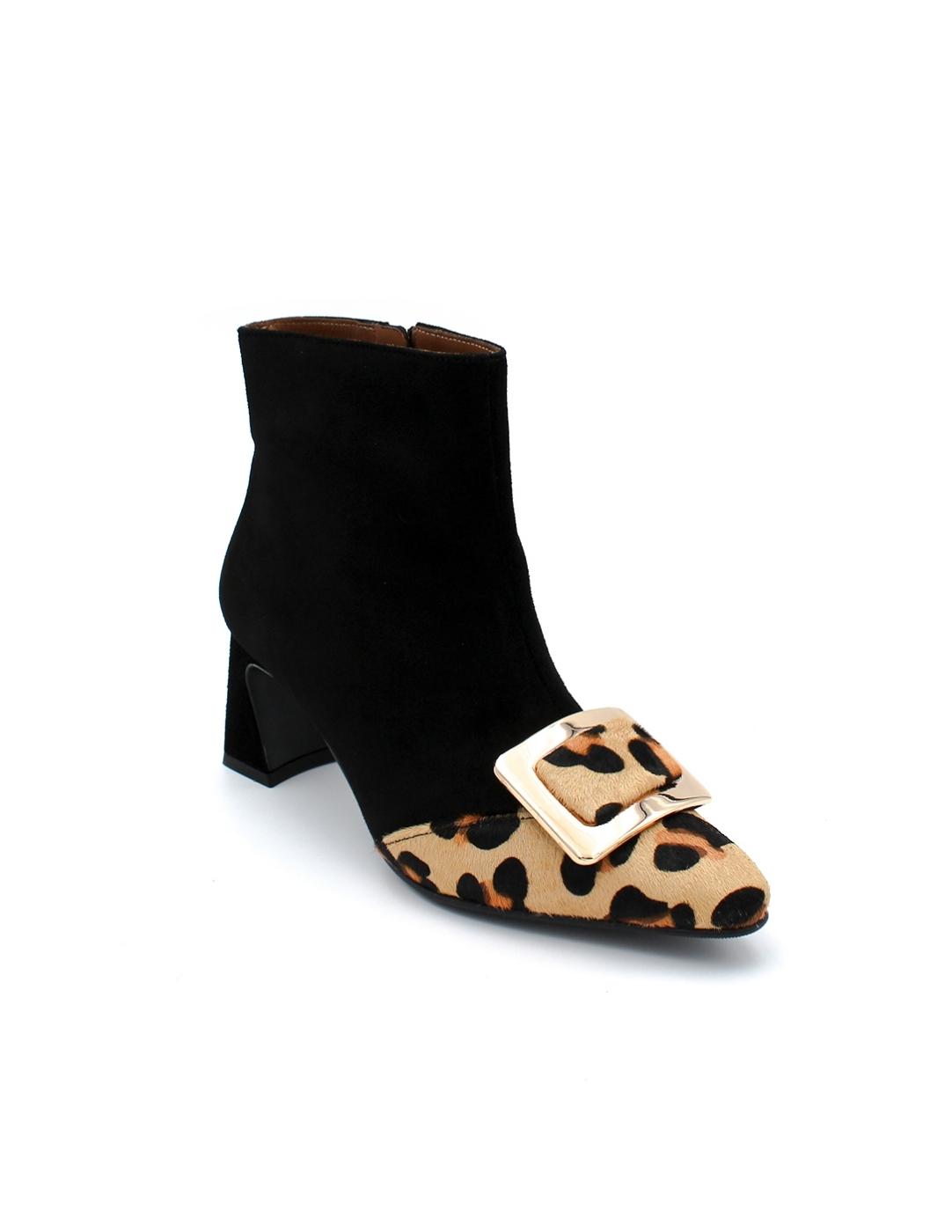Botín Hebilla Daniela Shoes 24593 Negro/Leopardo Mujer