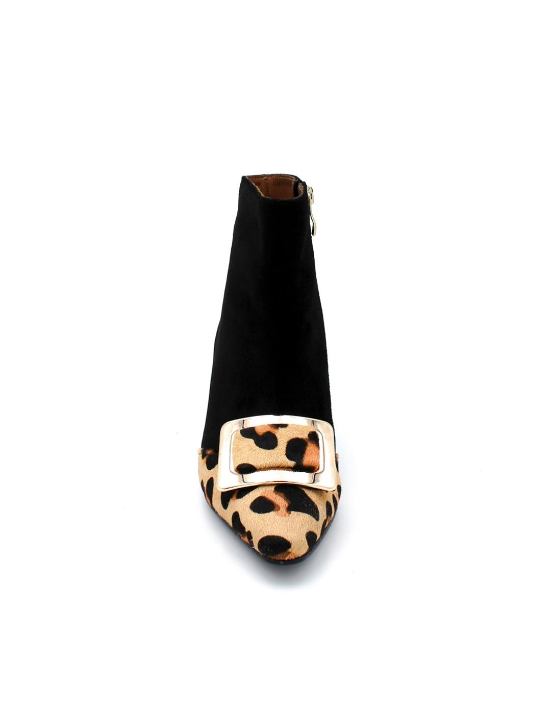 Botín Hebilla Daniela Shoes 24593 Negro/Leopardo Mujer