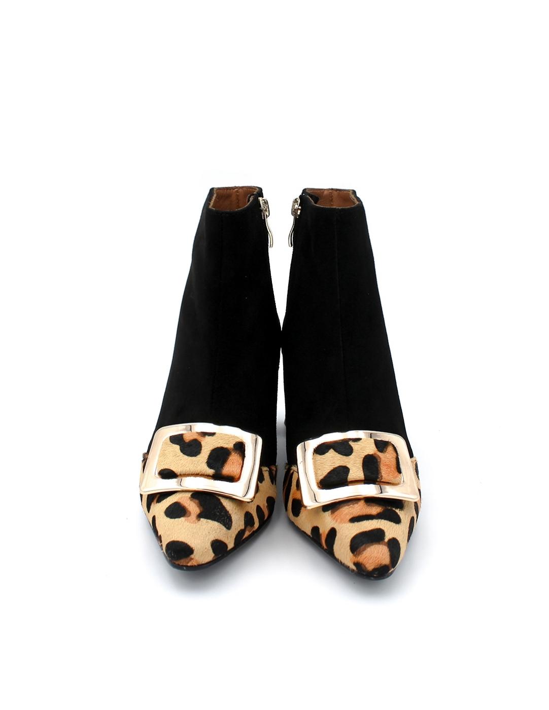 Botín Hebilla Daniela Shoes 24593 Negro/Leopardo Mujer