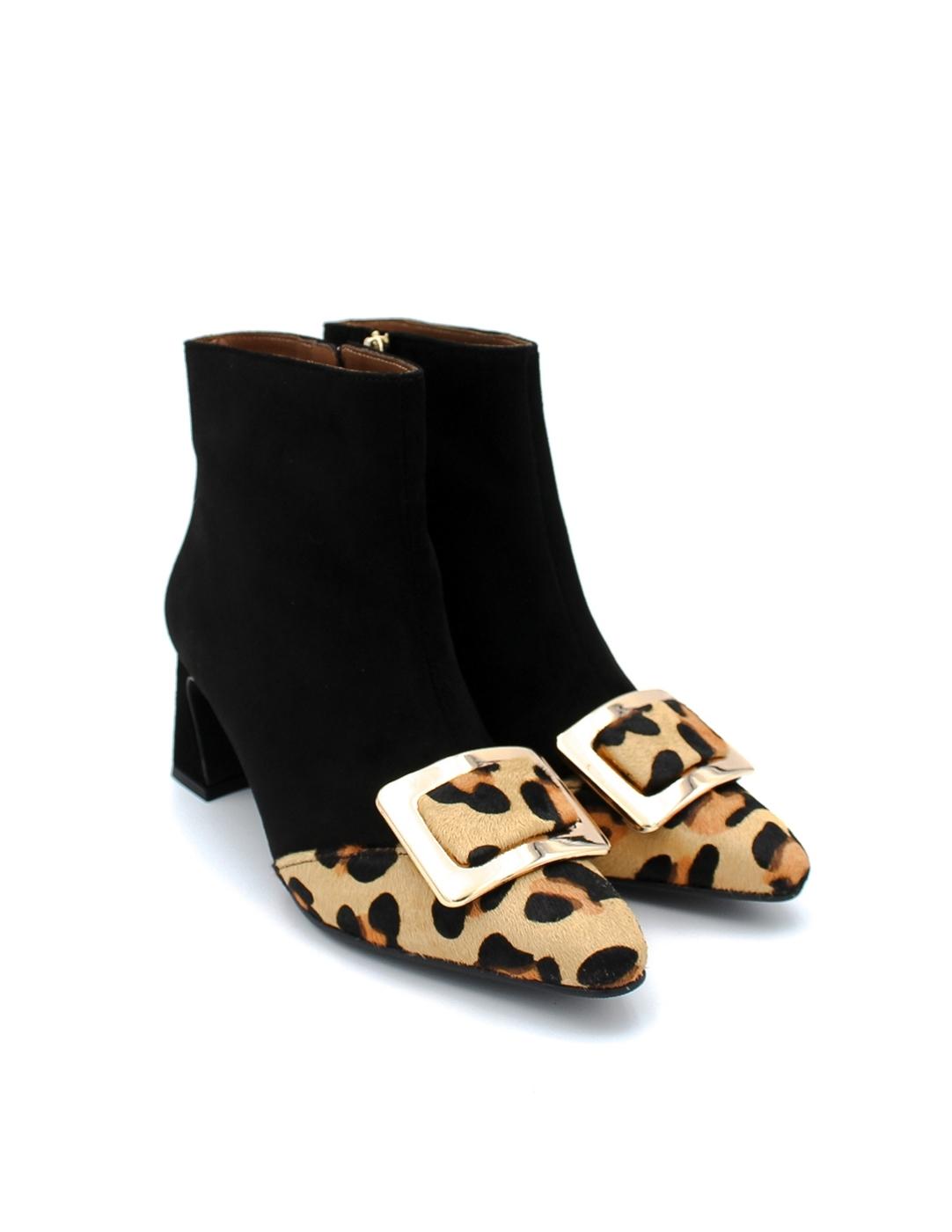 Botín Hebilla Daniela Shoes 24593 Negro/Leopardo Mujer