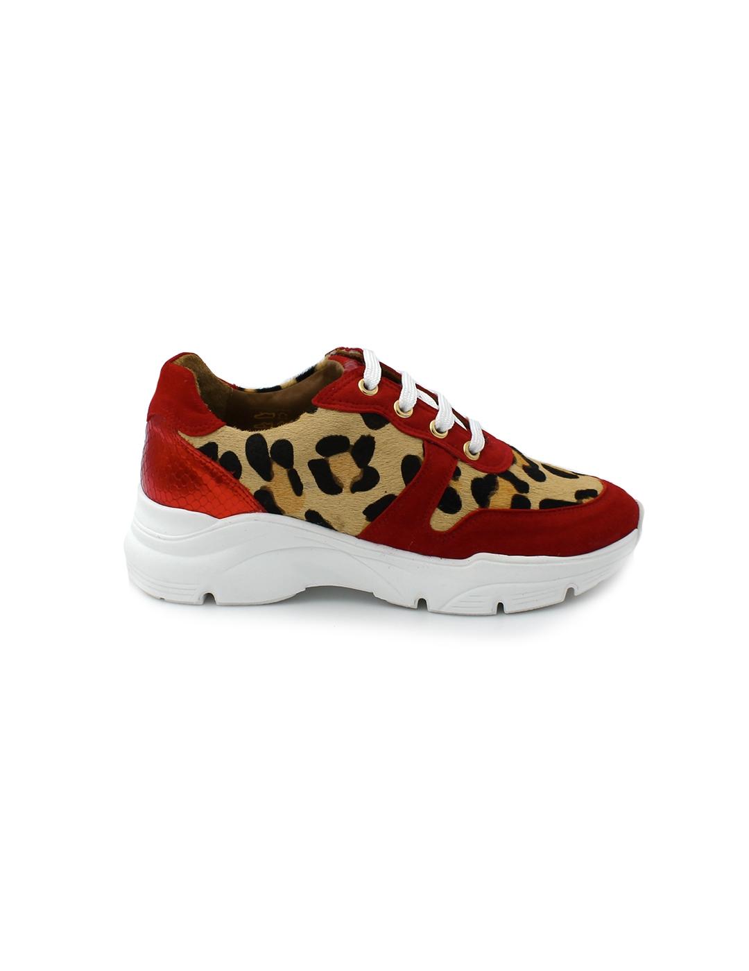 Deportivas Ante Daniela Shoes 24684 Leopardo/Rojo Mujer