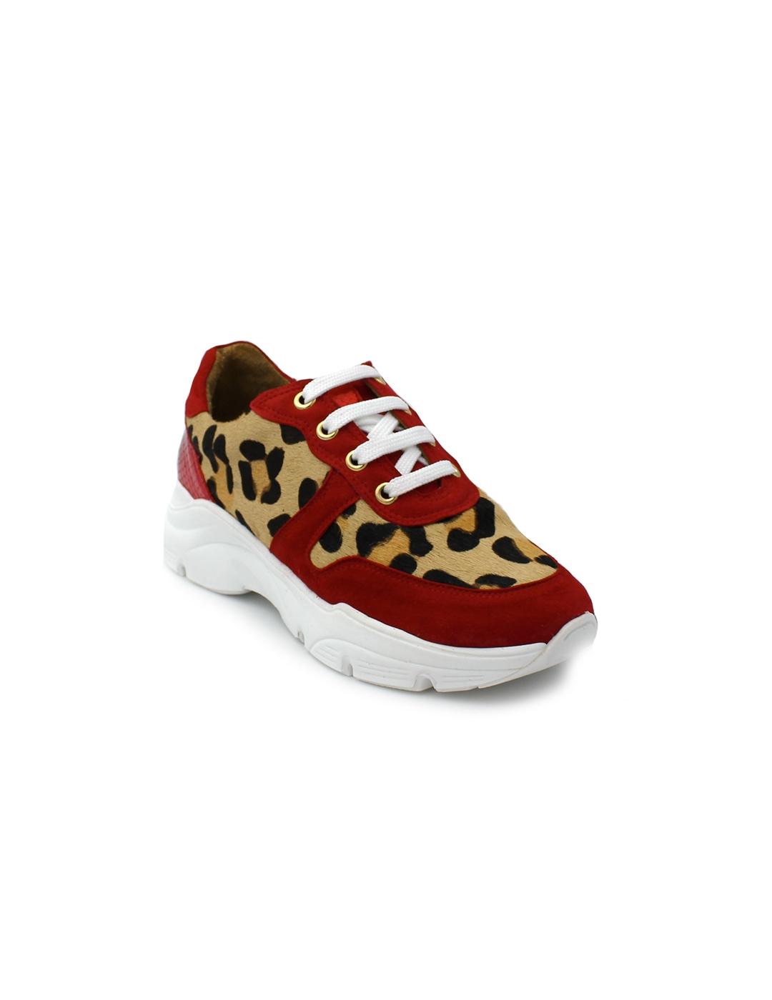 Deportivas Ante Daniela Shoes 24684 Leopardo/Rojo Mujer