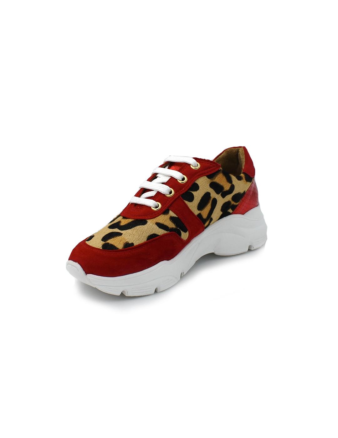 Deportivas Ante Daniela Shoes 24684 Leopardo/Rojo Mujer