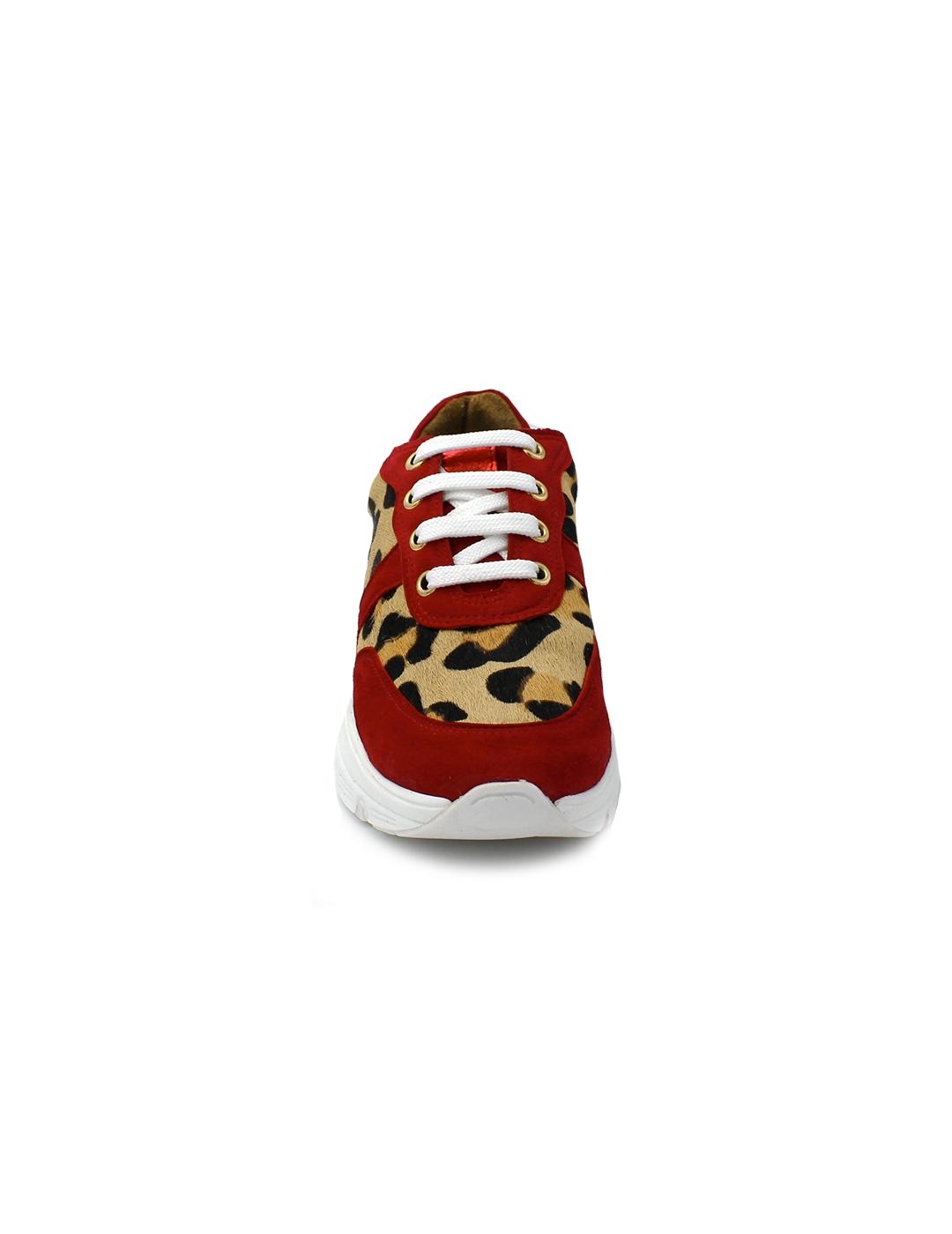Deportivas Ante Daniela Shoes 24684 Leopardo/Rojo Mujer