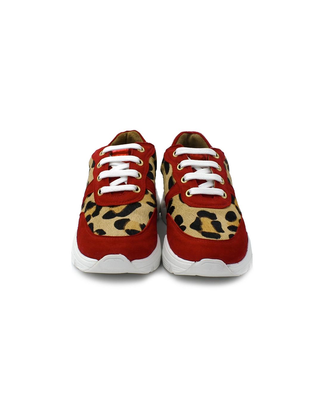 Deportivas Ante Daniela Shoes 24684 Leopardo/Rojo Mujer