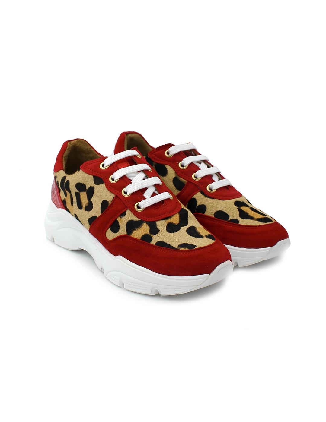 Deportivas Ante Daniela Shoes 24684 Leopardo/Rojo Mujer