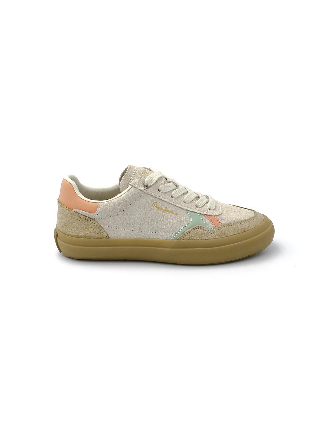 Bambas Travis Retro Piel Pepe Jeans PLS31586 Beige Mujer