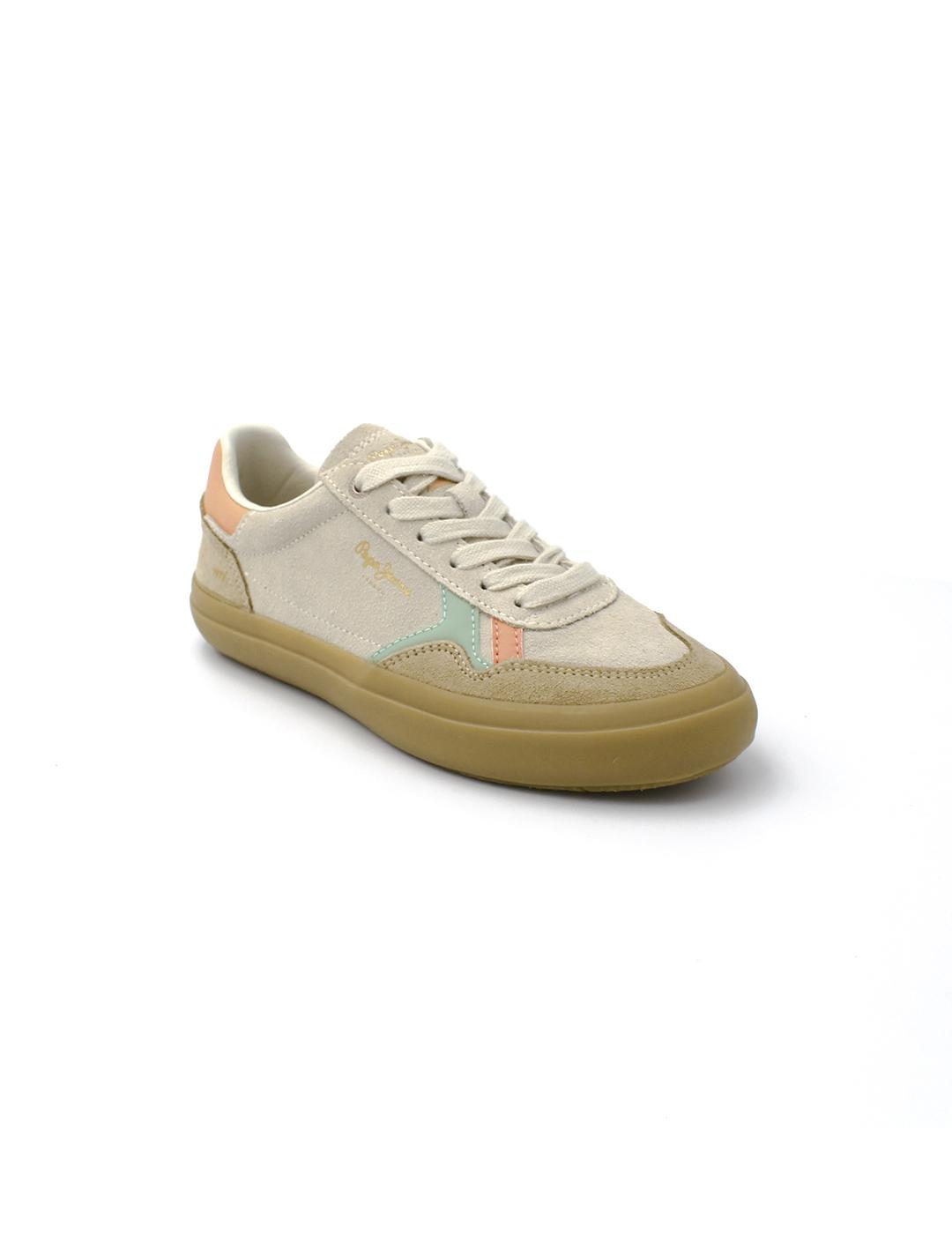 Bambas Travis Retro Piel Pepe Jeans PLS31586 Beige Mujer