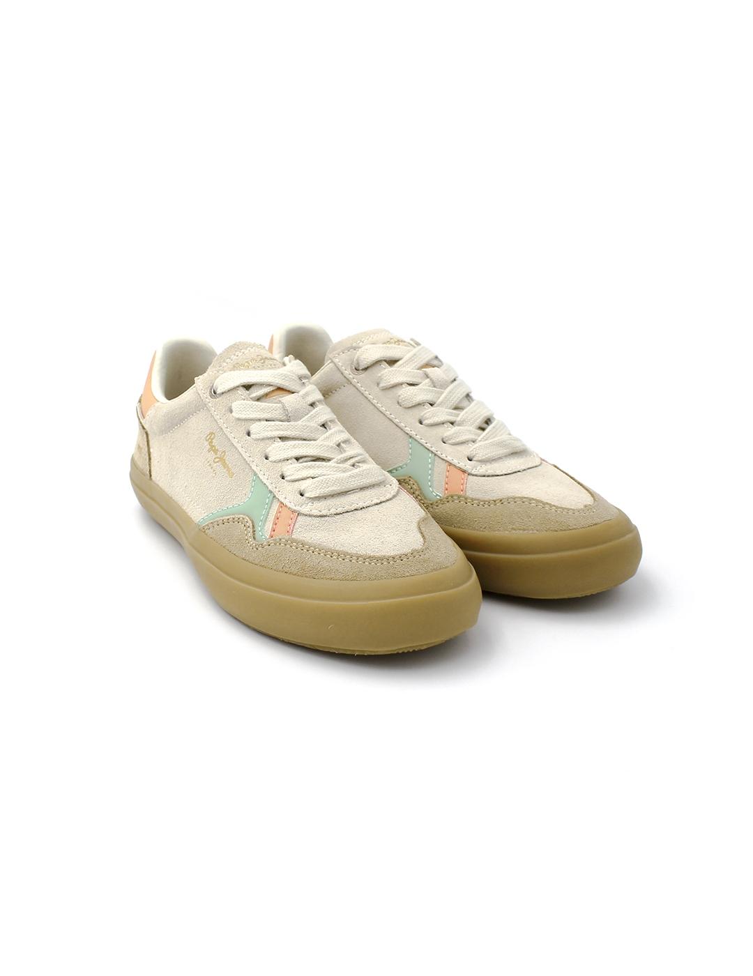 Bambas Travis Retro Piel Pepe Jeans PLS31586 Beige Mujer