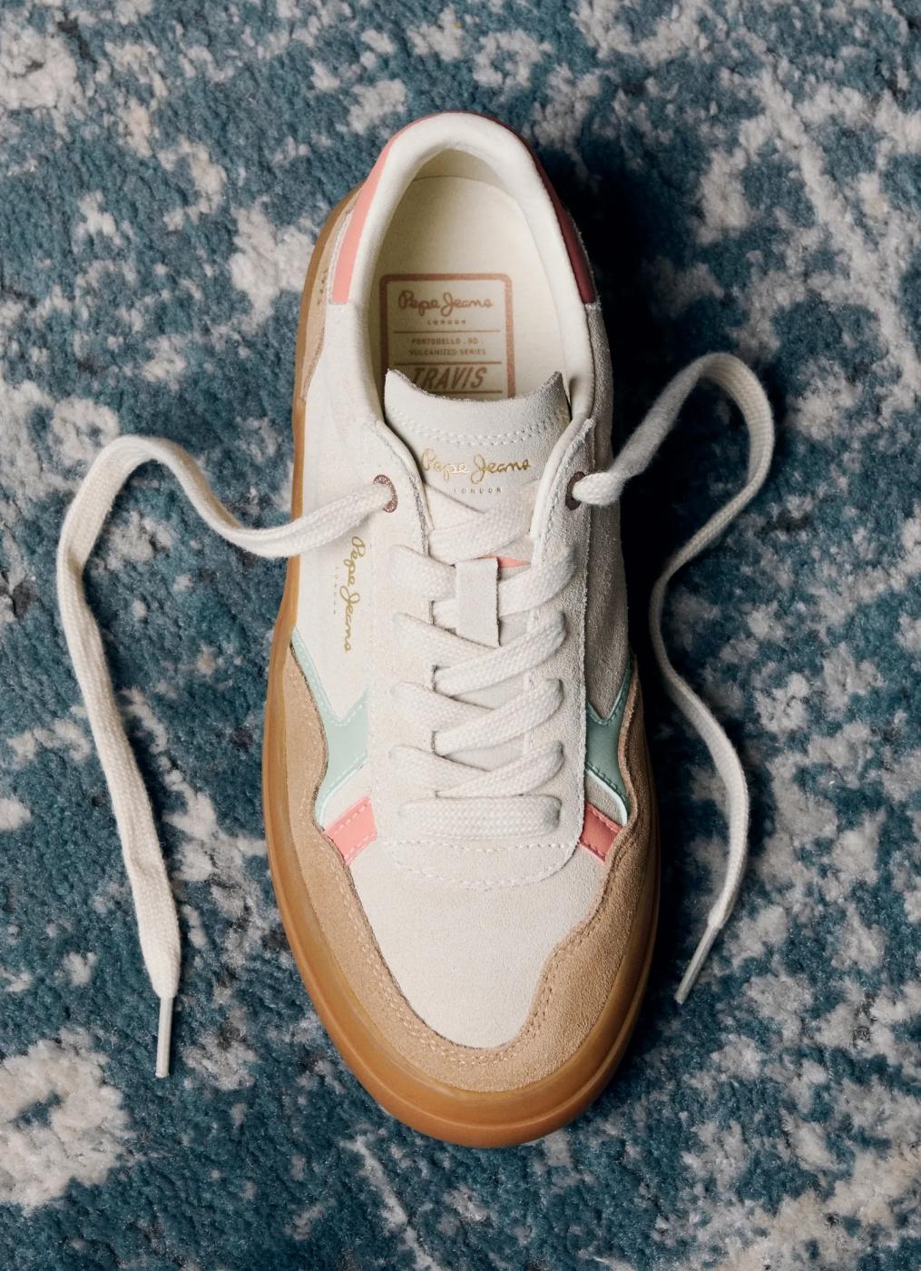 Bambas Travis Retro Piel Pepe Jeans PLS31586 Beige Mujer