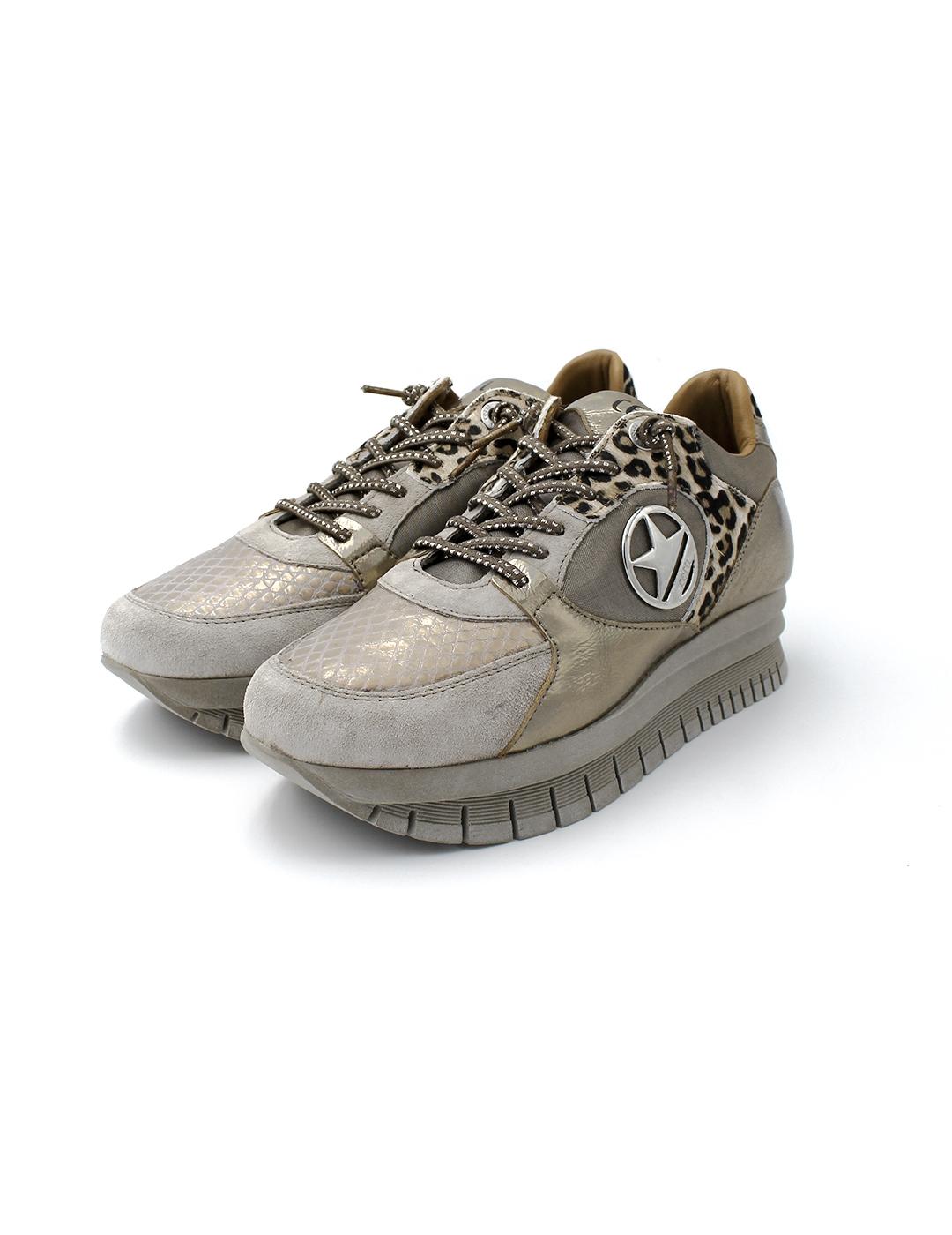 Deportivas Ante Metalizado Cetti C-1374 Taupe/Metal Mujer