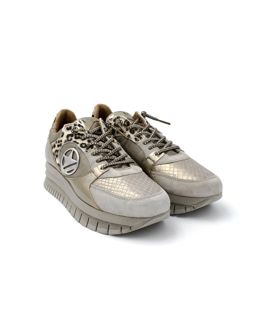 Deportivas Ante Metalizado Cetti C-1374 Taupe/Metal Mujer