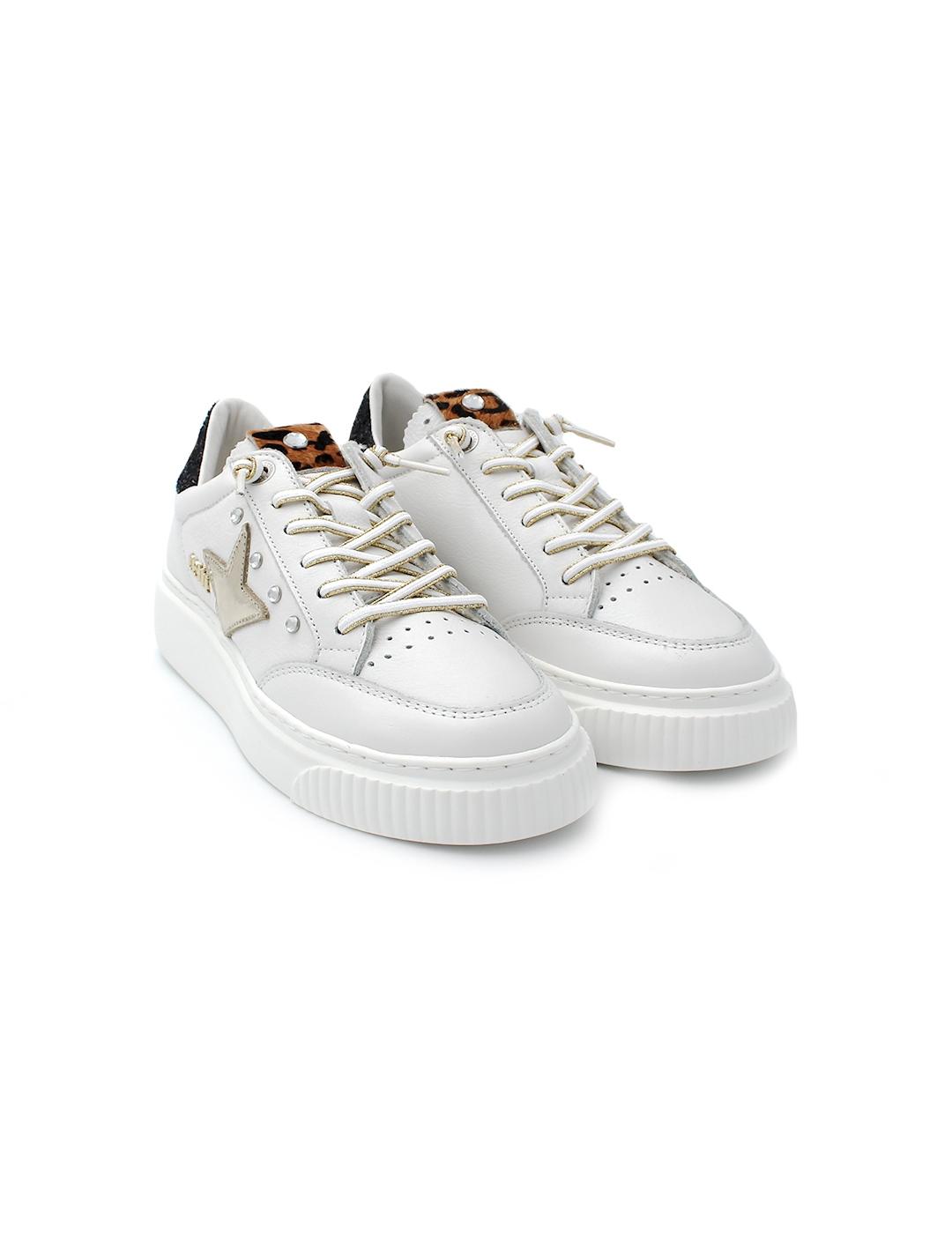 Bamba Piel Glitter Cetti C-1320 SRA Blanco Mujer