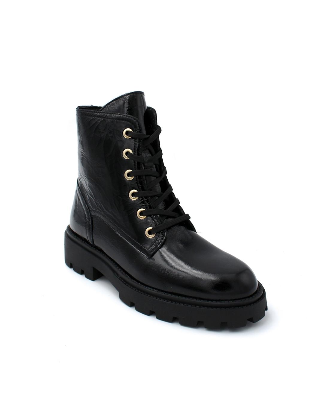 Botín Motero Charol Agnes Alpe 5314 Negro Mujer