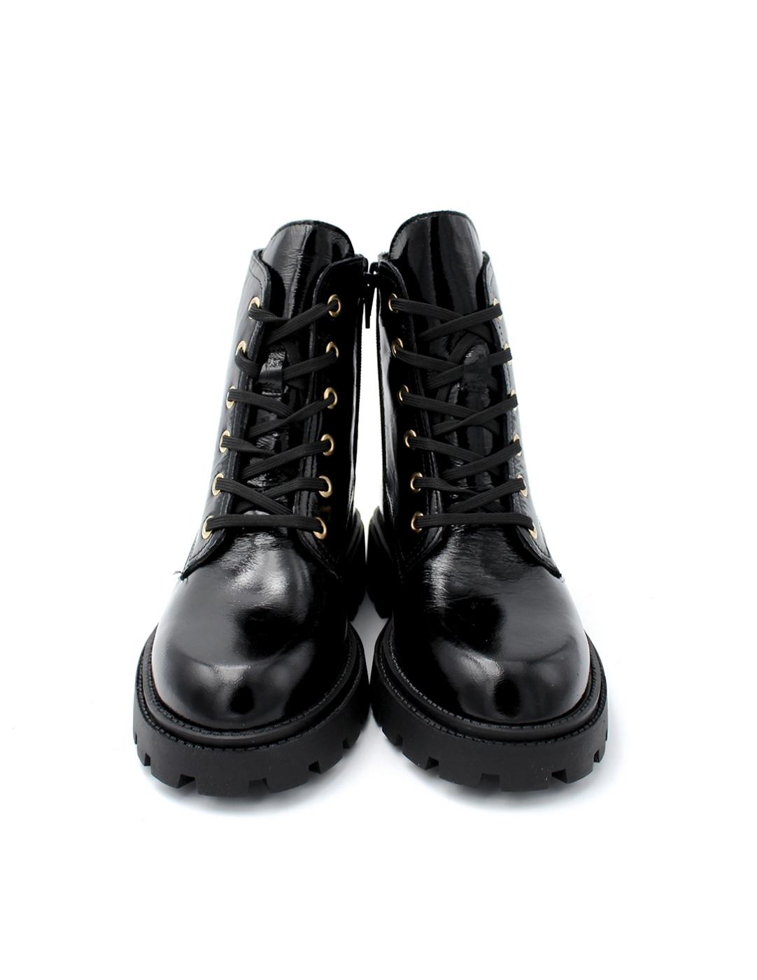 Botín Motero Charol Agnes Alpe 5314 Negro Mujer