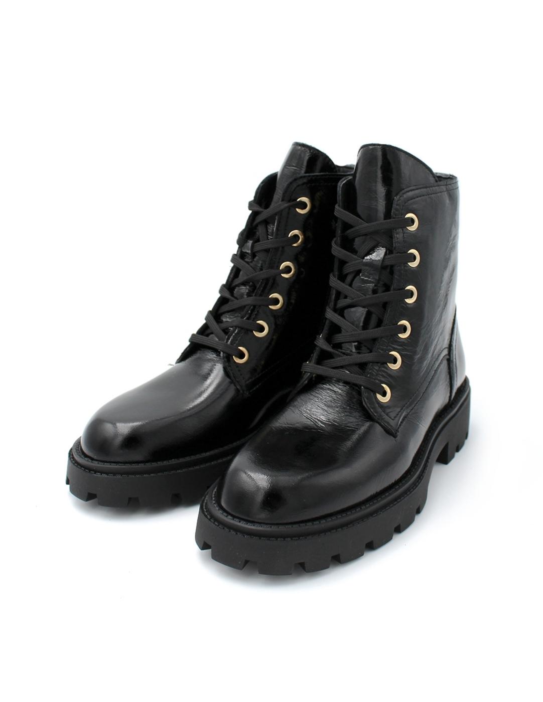 Botín Motero Charol Agnes Alpe 5314 Negro Mujer