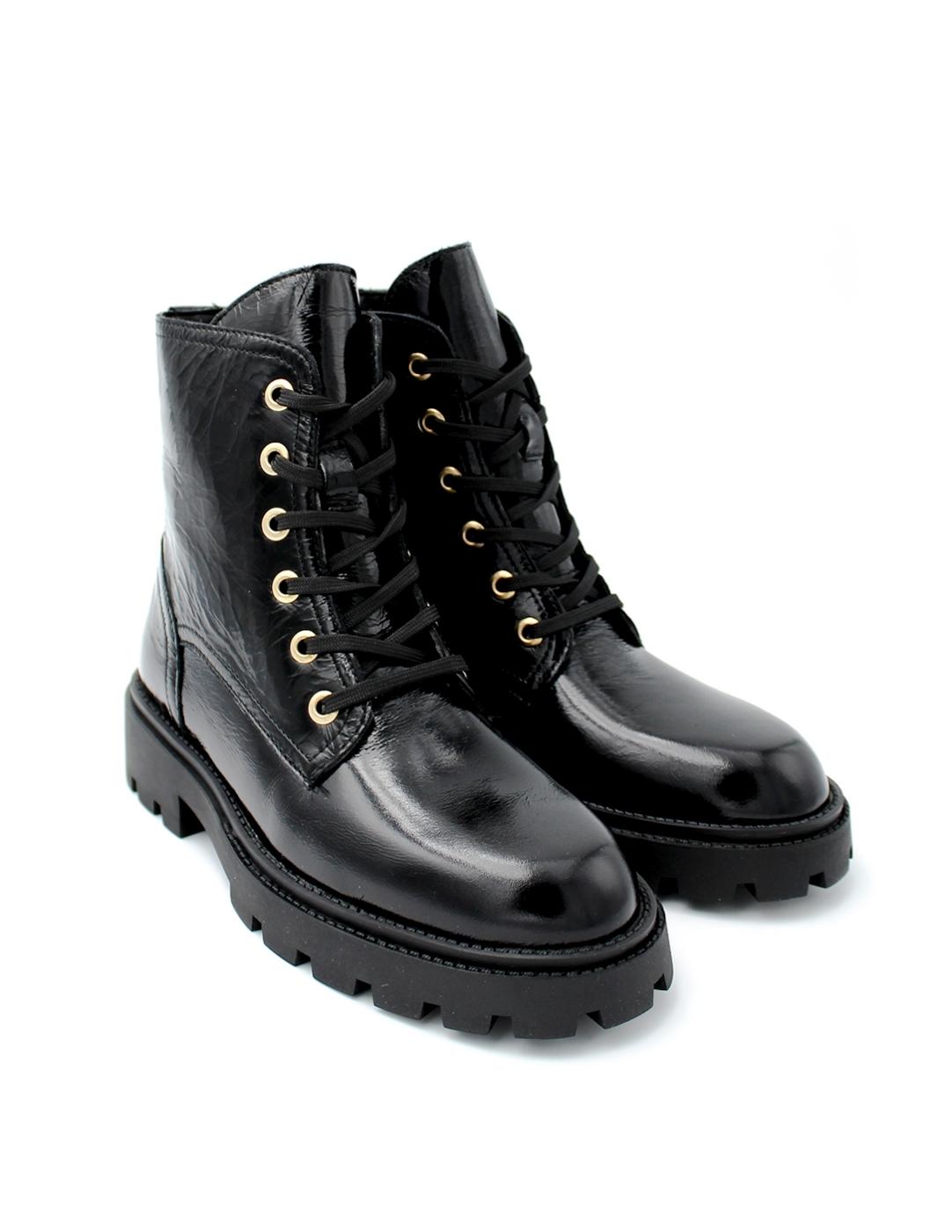 Botín Motero Charol Agnes Alpe 5314 Negro Mujer