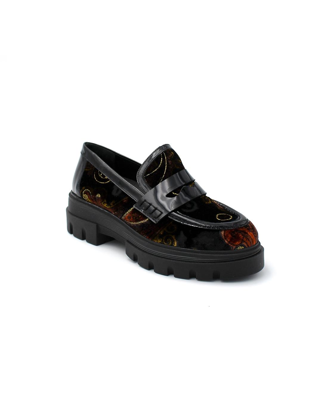 Mocasín Track Estampado Dansi 6782 Negro Mujer