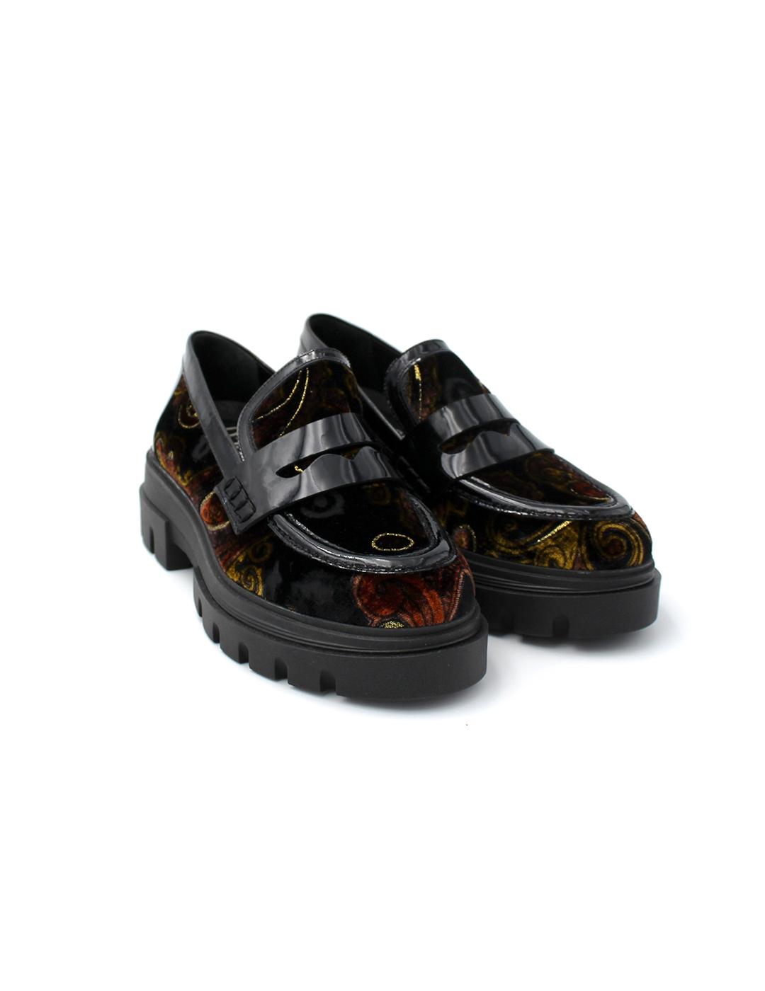 Mocasín Track Estampado Dansi 6782 Negro Mujer