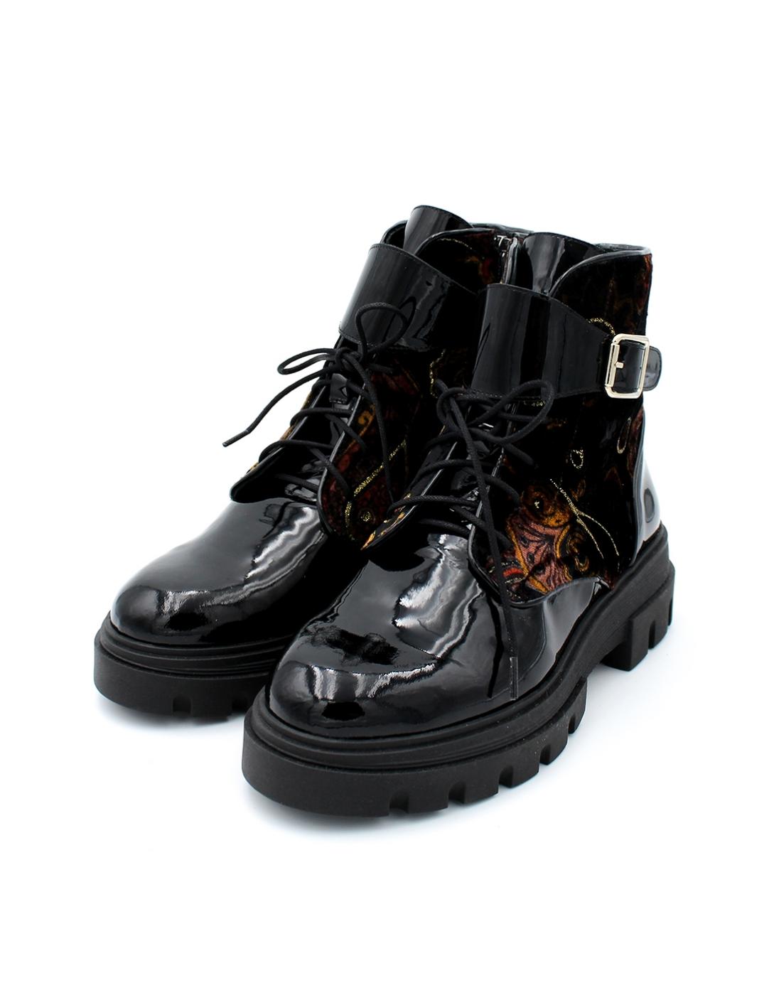 Botín Motero Combinado Dansi 6867 Negro Mujer