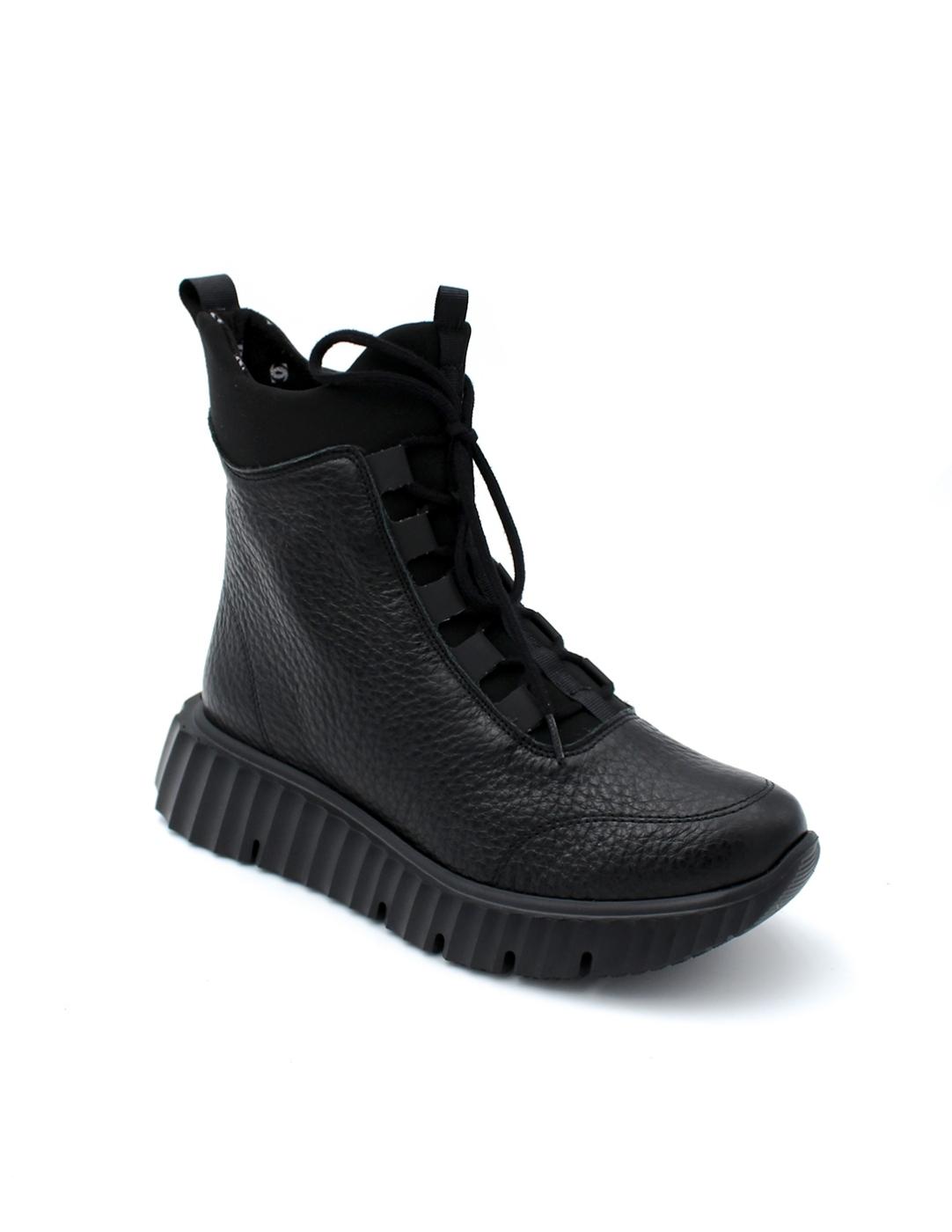 Botín Neopreno Cordones Comfort Class 6501Sunset Negro Mujer