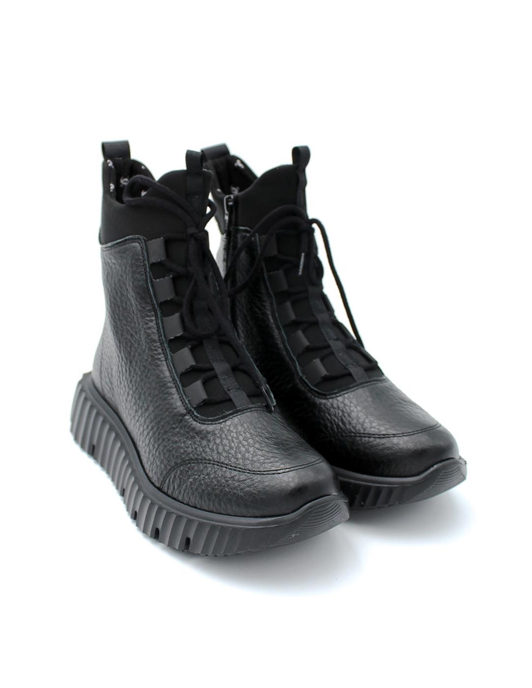 Botín Neopreno Cordones Comfort Class 6501Sunset Negro Mujer