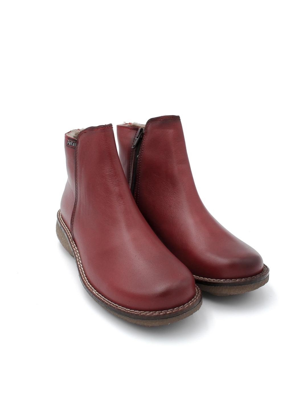Botín Napa Pekas 455 Rojo Mujer