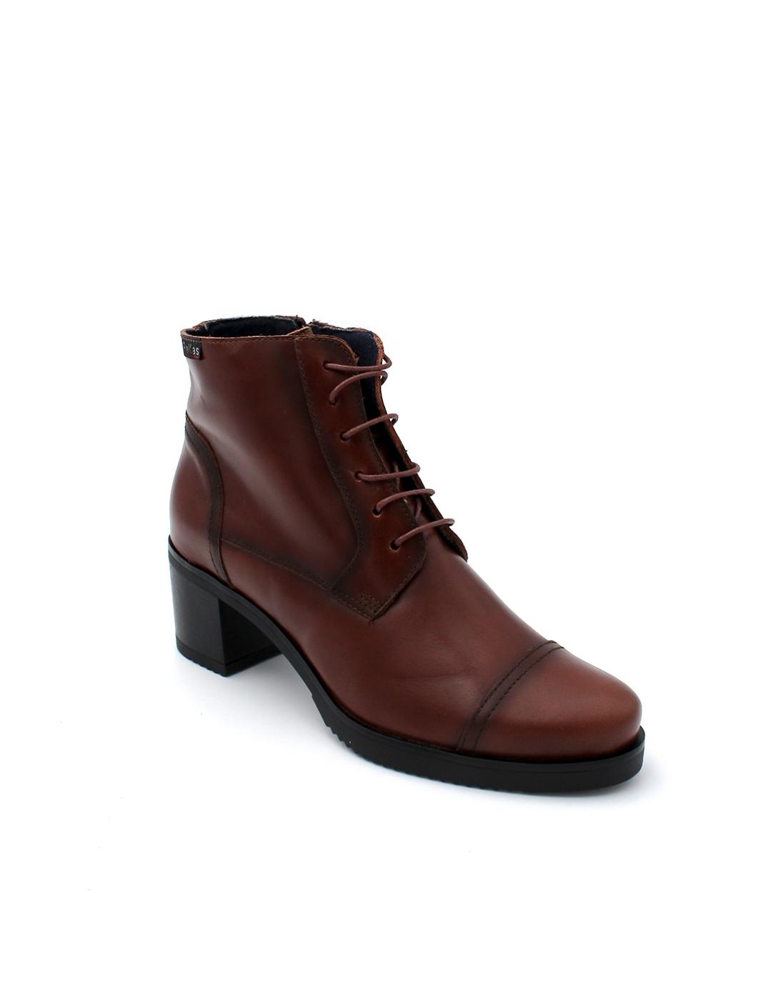 Botín Cordones Vestir Pekas 605 Cuero Mujer