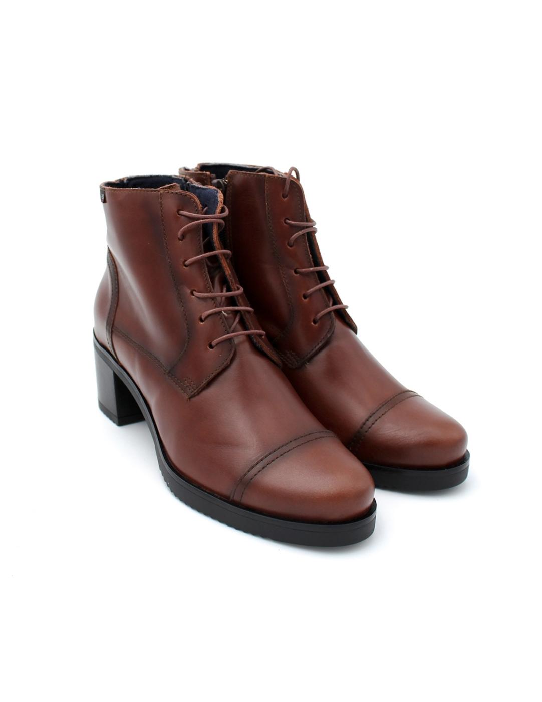 Botín Cordones Vestir Pekas 605 Cuero Mujer