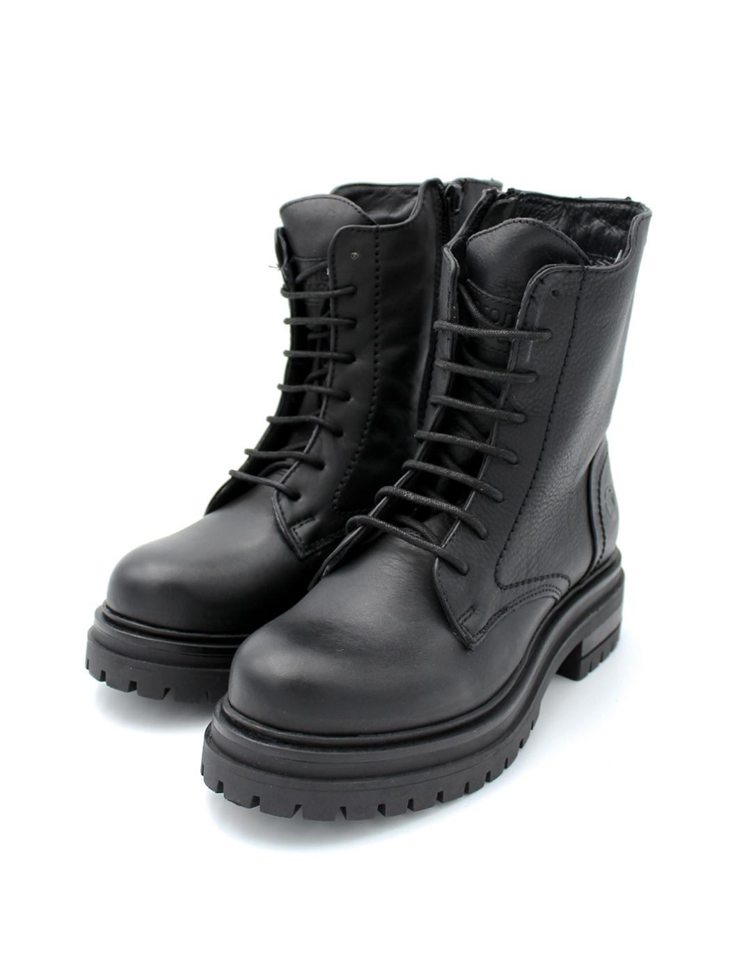 Botín Militar Cremallera Coronel Tapioca C208-11 Negro Mujer