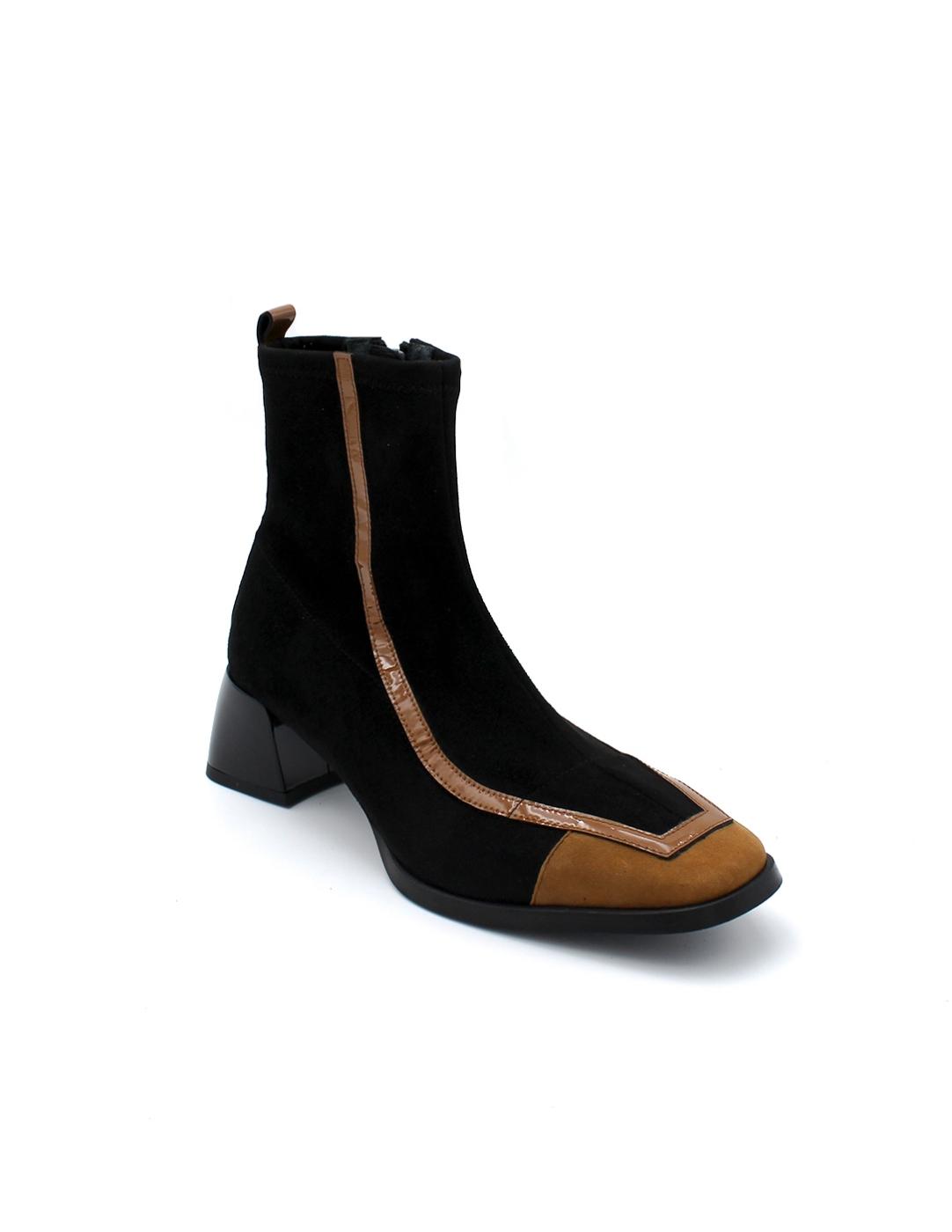 Botín Ante Bicolor DANSI 7026 Negro/Marrón Mujer