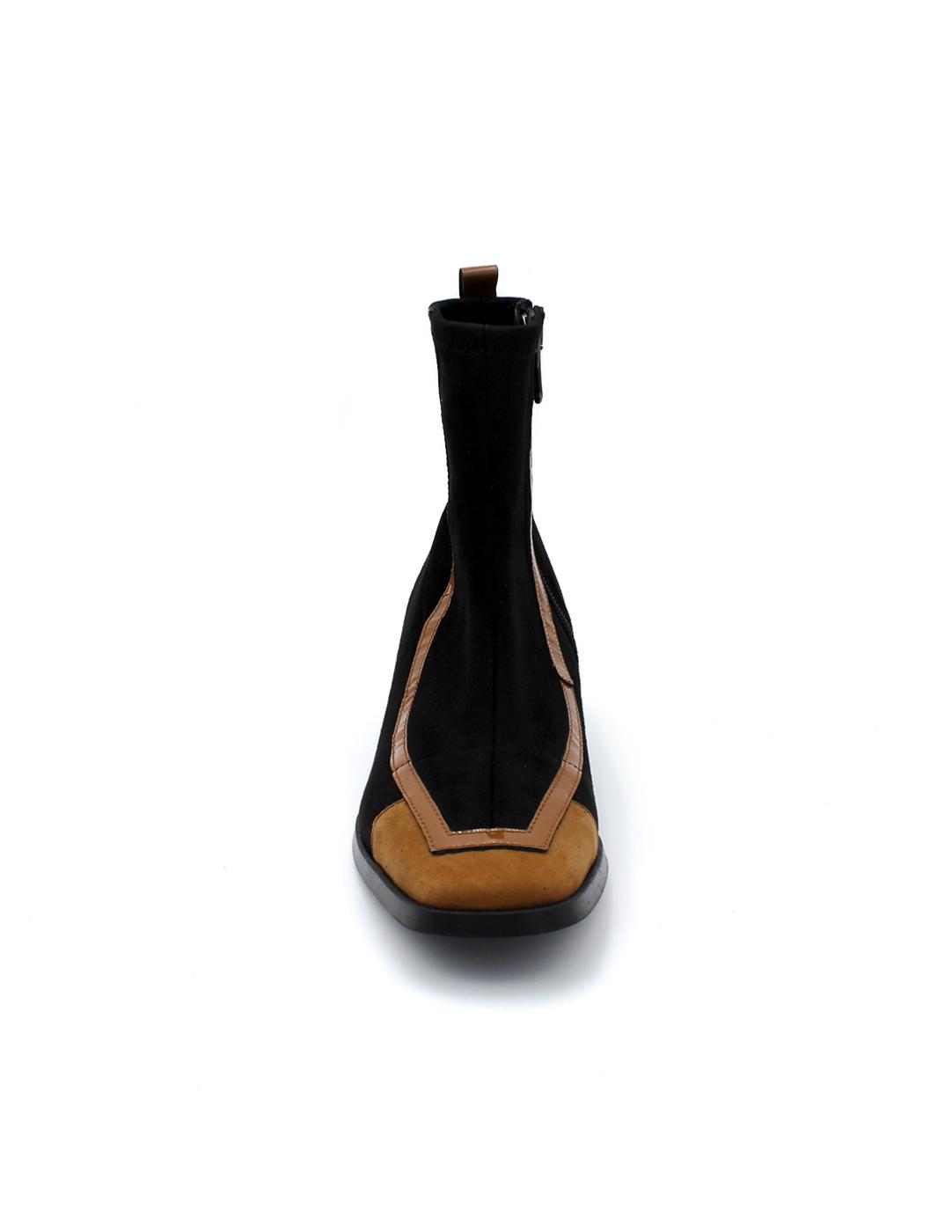 Botín Ante Bicolor DANSI 7026 Negro/Marrón Mujer