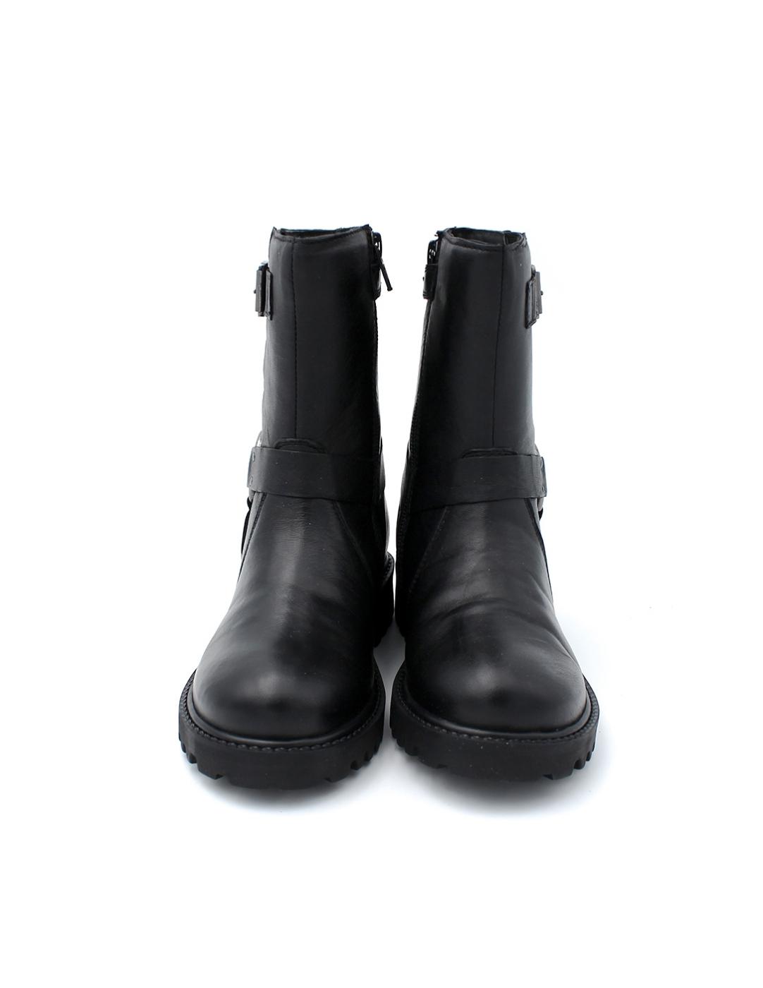 Bota Hebilla Piel Chetto 1124549 Negro Niña