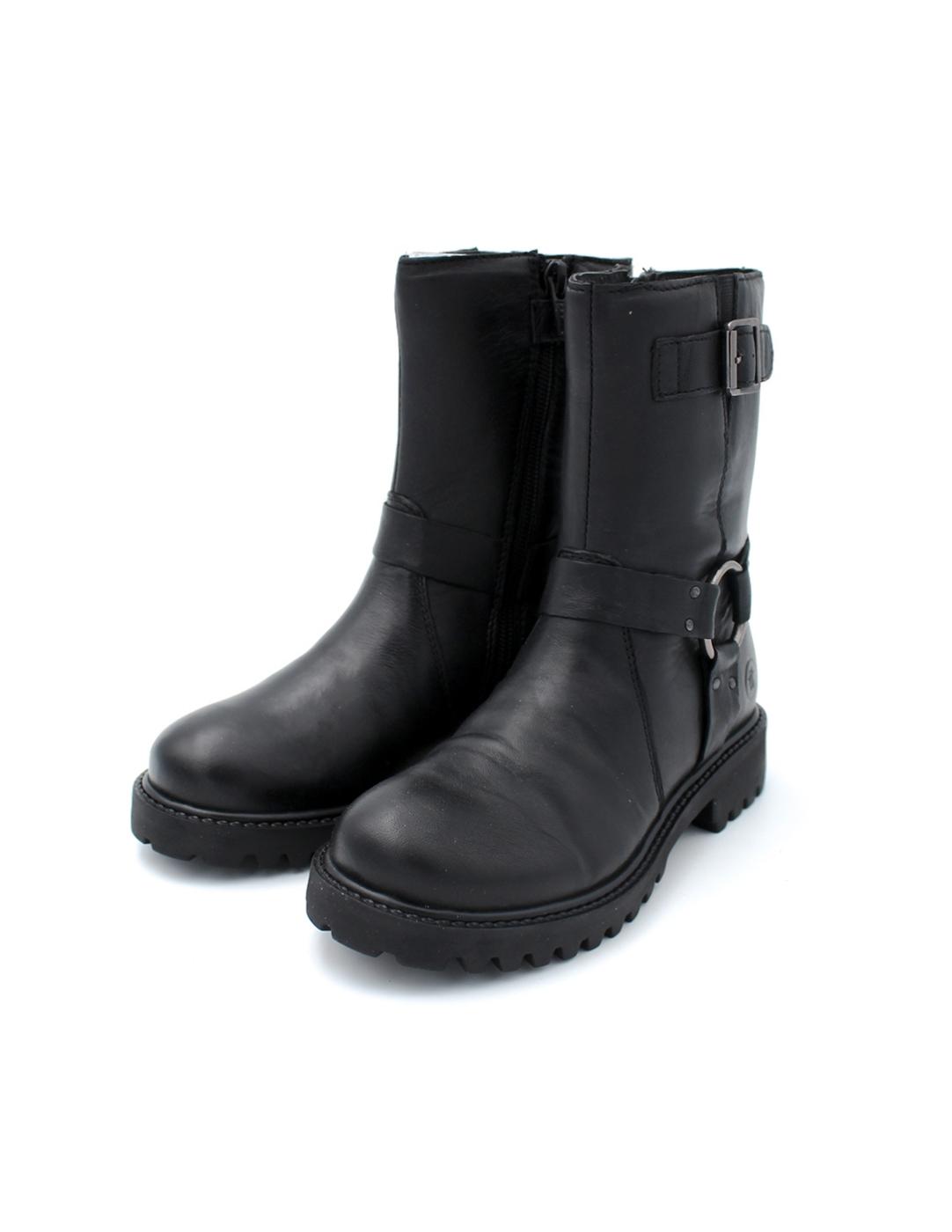 Bota Hebilla Piel Chetto 1124549 Negro Niña