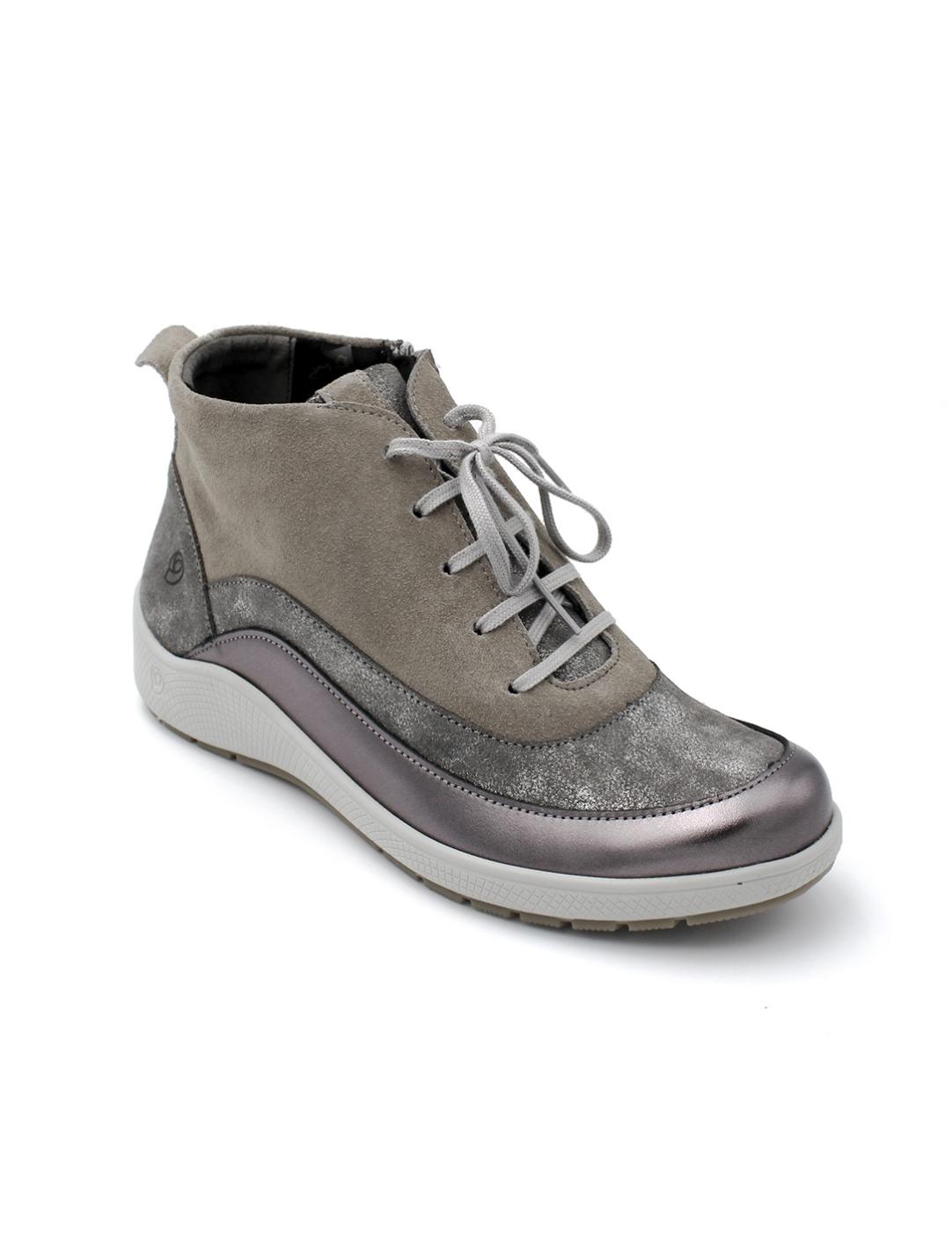 Botín Cremallera Cordón Suave 3661 Champán Mujer