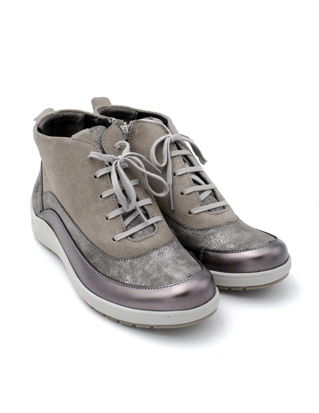 Botín Cremallera Cordón Suave 3661 Champán Mujer