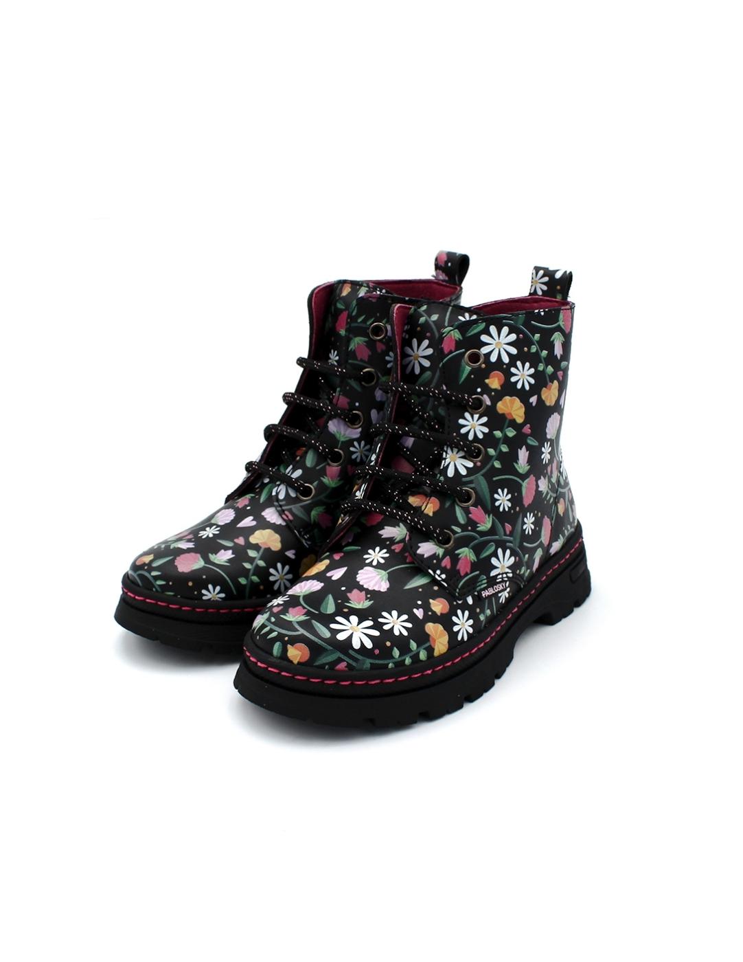 Botín Flores PABLOSKY 434015 Negro Niña