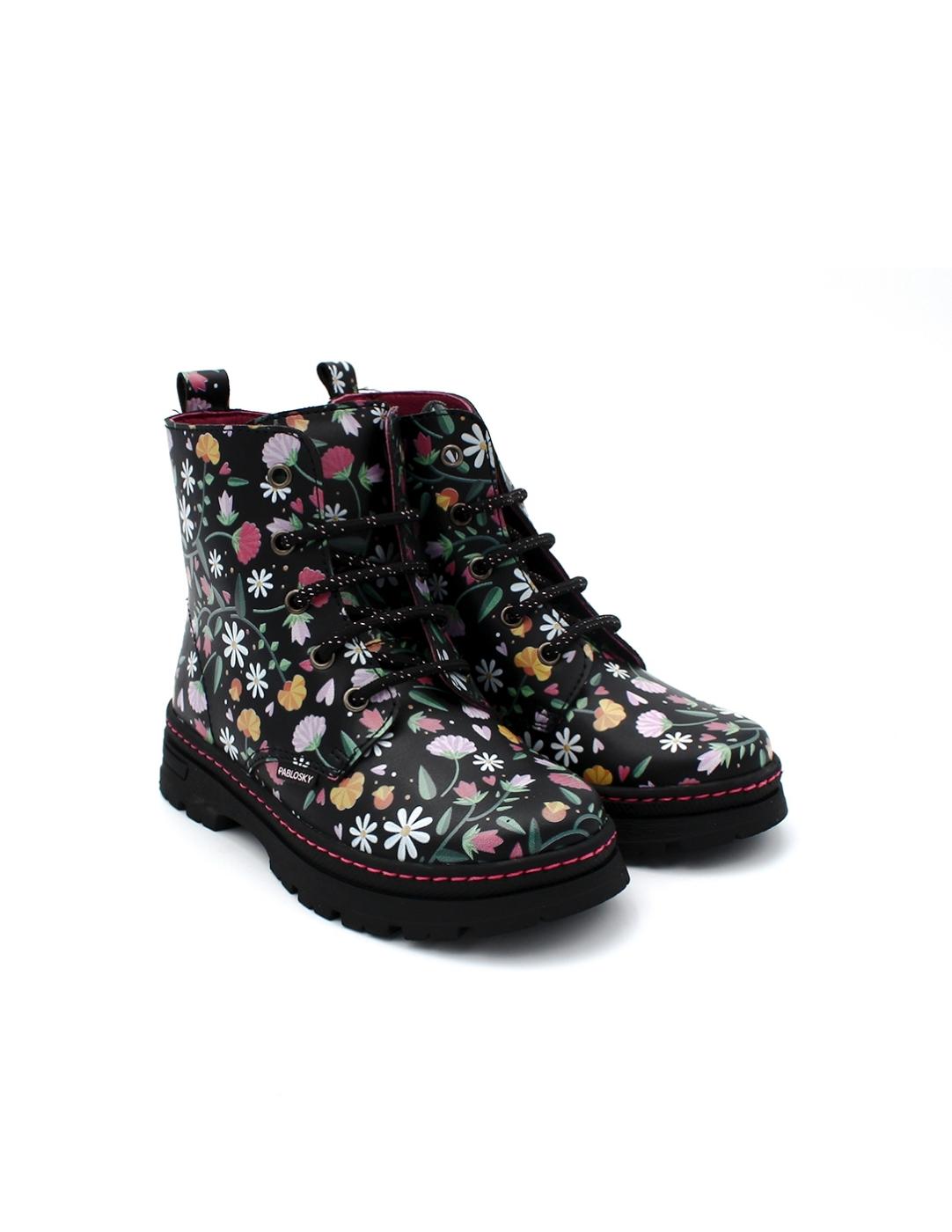 Botín Flores PABLOSKY 434015 Negro Niña