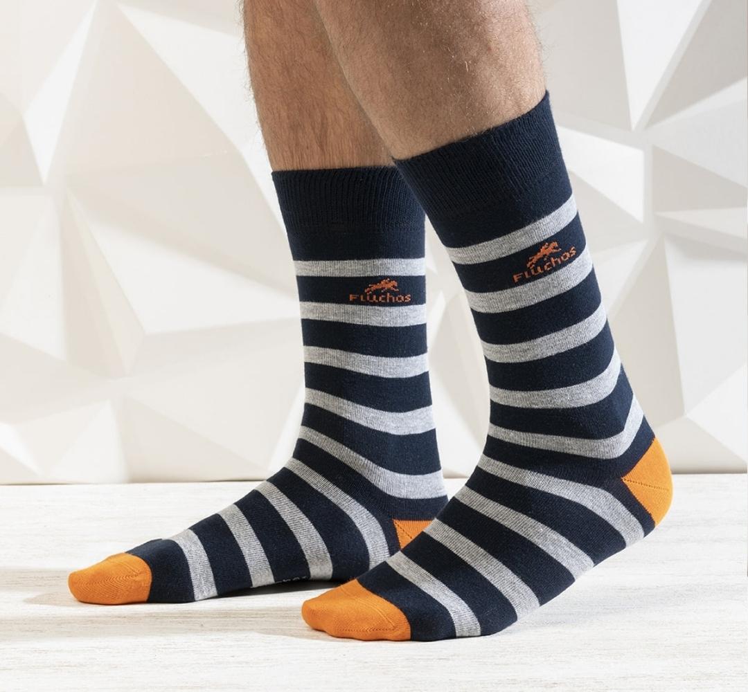 Calcetines Largos Fluchos CA0009 Azules/Gris/Naranja Hombre