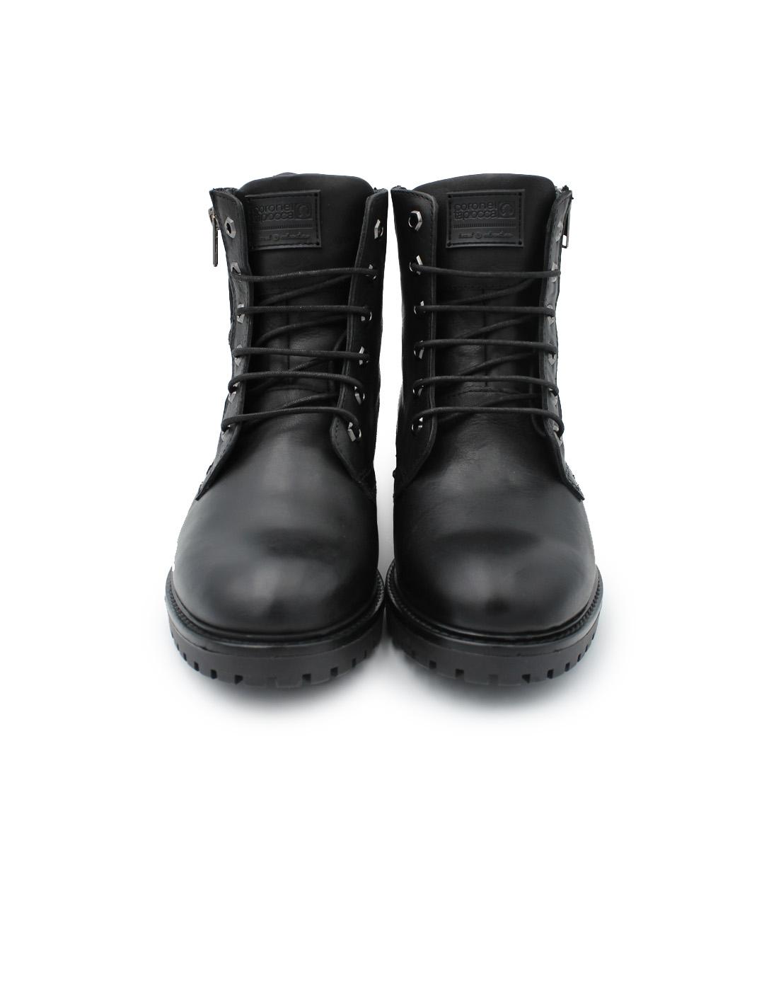 Botín Motero Cremallera Coronel Tapioca C172-11 Negro Hombre