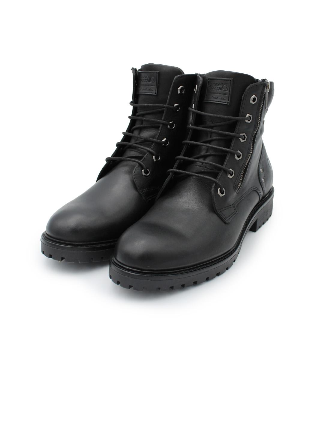 Botín Motero Cremallera Coronel Tapioca C172-11 Negro Hombre