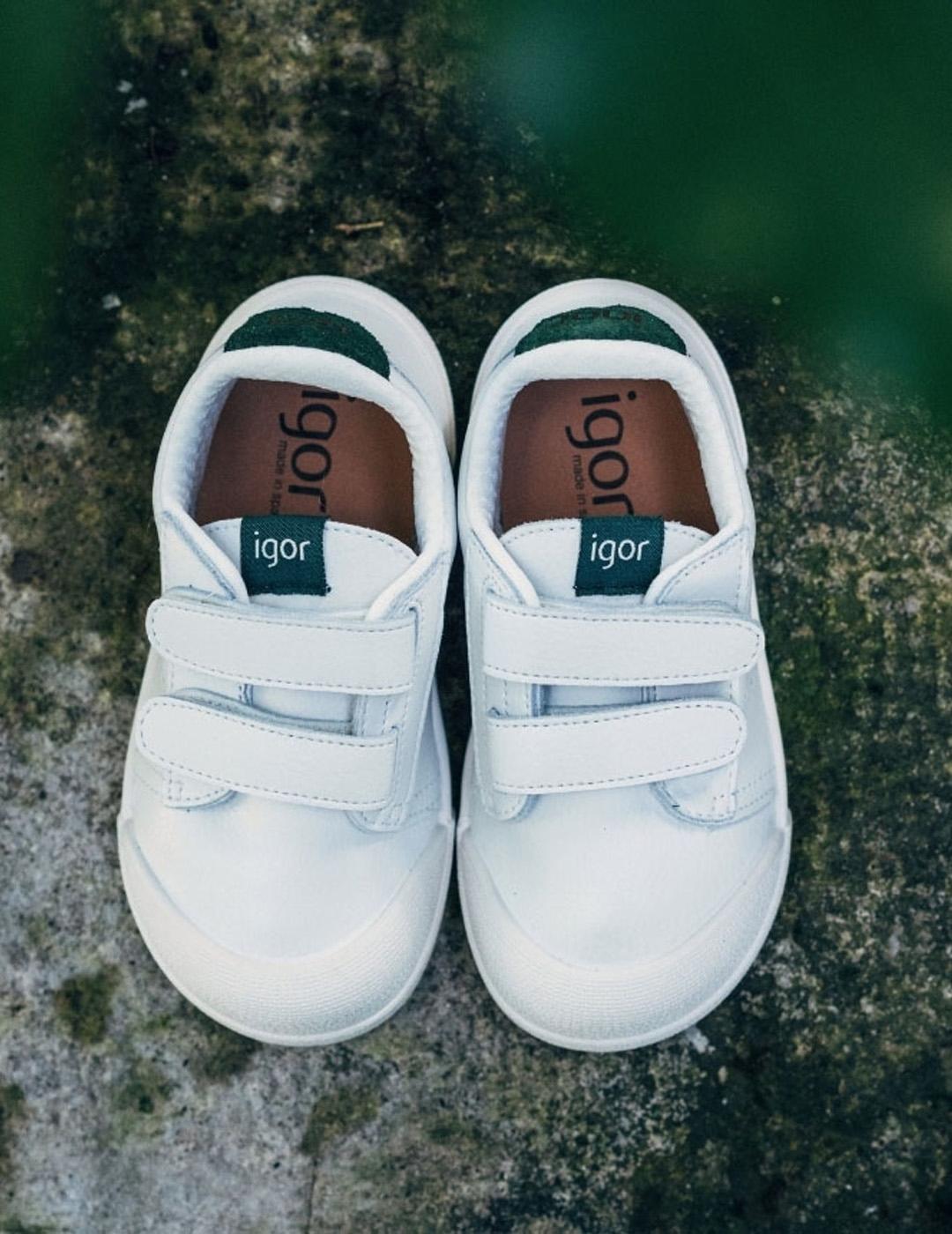 Deportivos Musgo Piel Barefoot Igor W10325-271 Blanco Niño