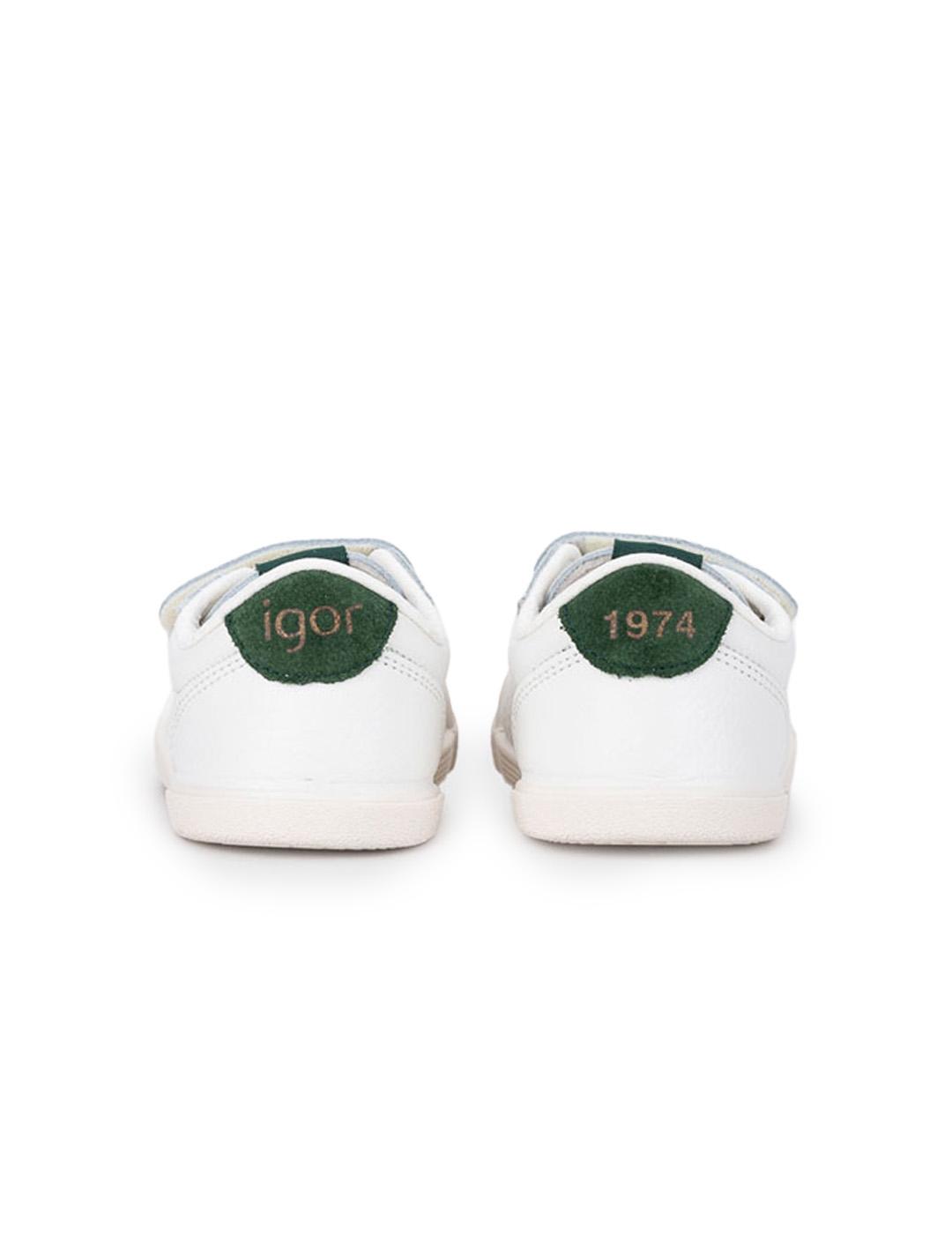 Deportivos Musgo Piel Barefoot Igor W10325-271 Blanco Niño